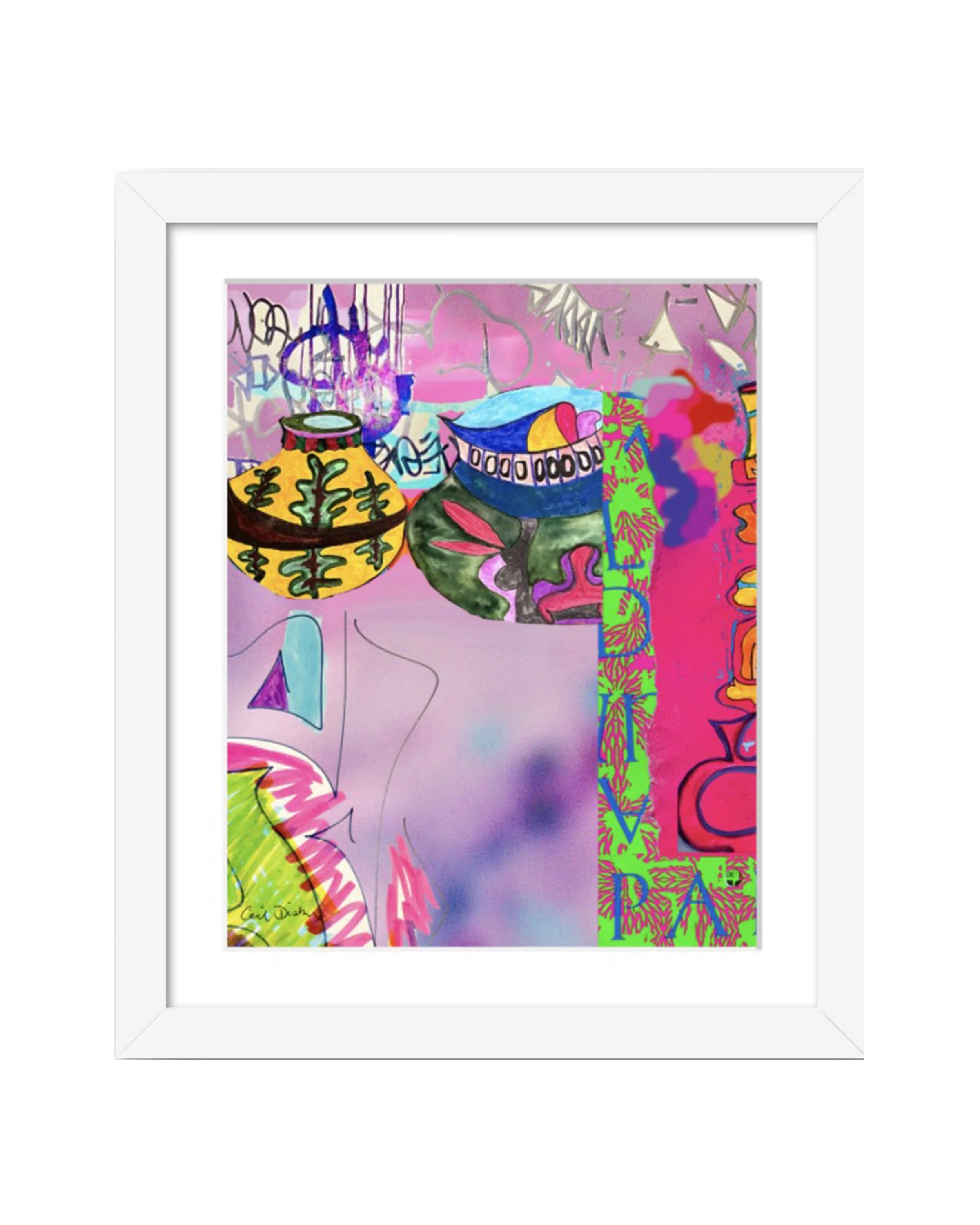 10th Ave. Series Detail 2, digital collage print, matted & framed. Ceil Diskin, 2026