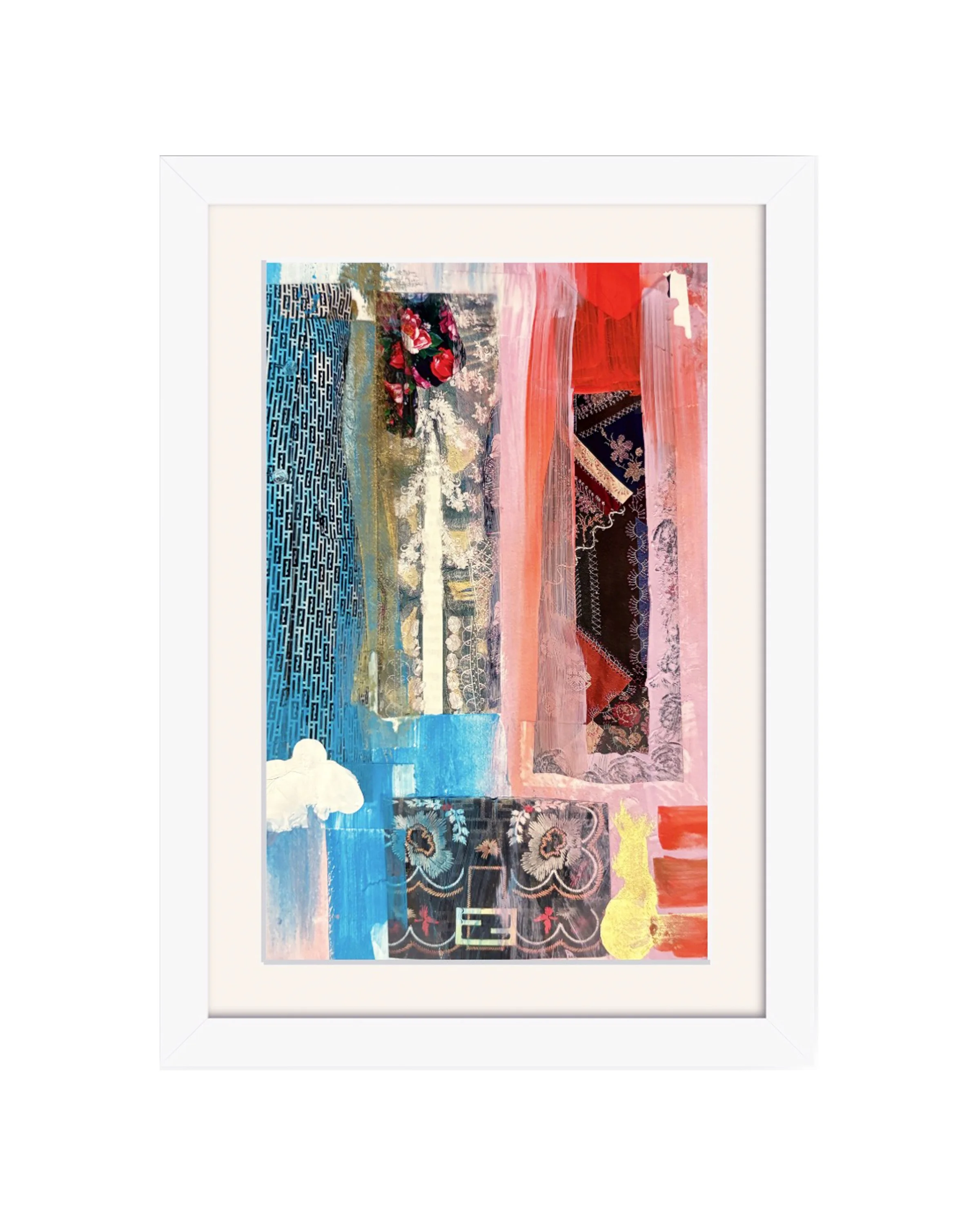 Pretty. 7x11 collage print, matted & framed. Ceil Diskin-2025.