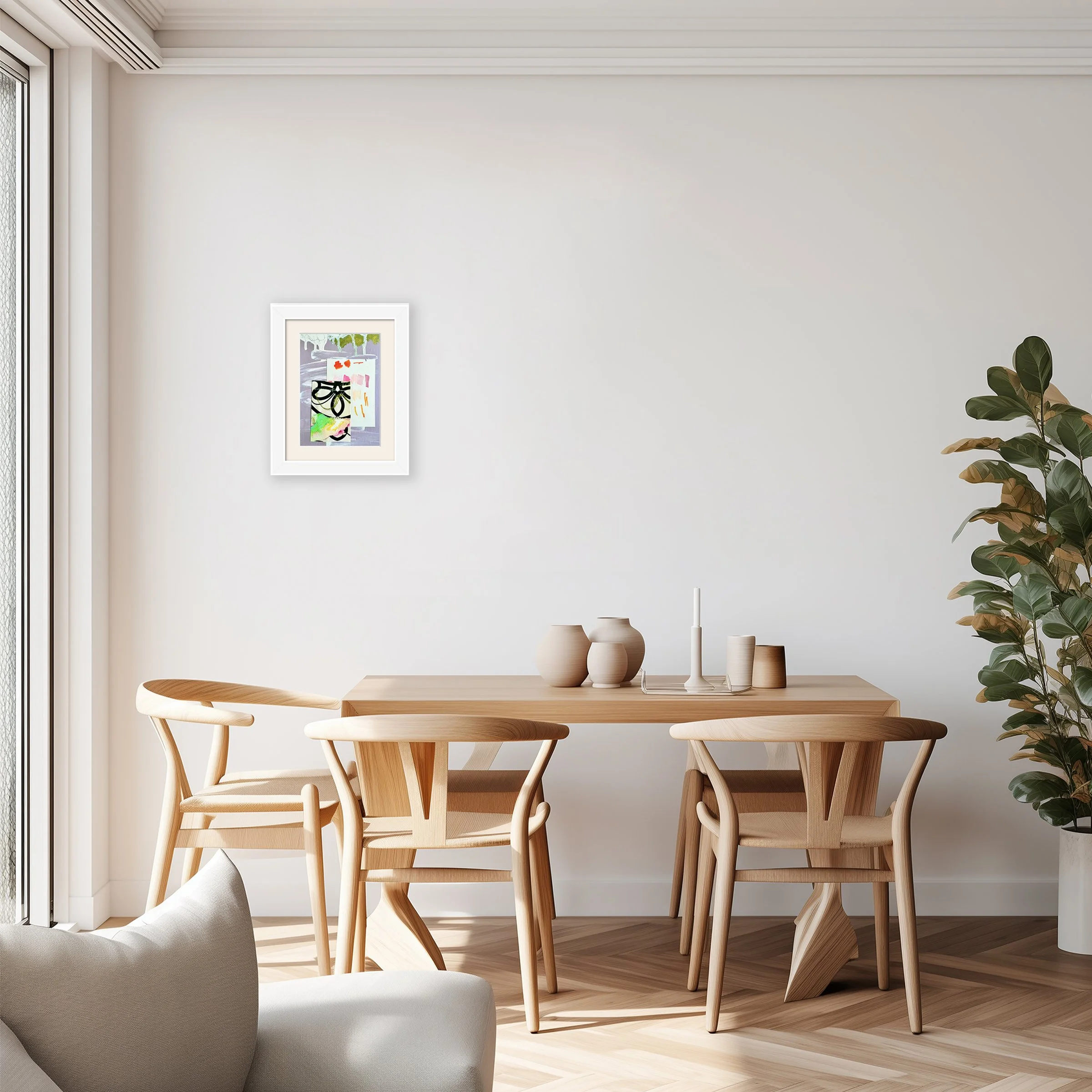 Bakery Day. 5x7 collage print, matted & framed in scene. Ceil Diskin-2025.