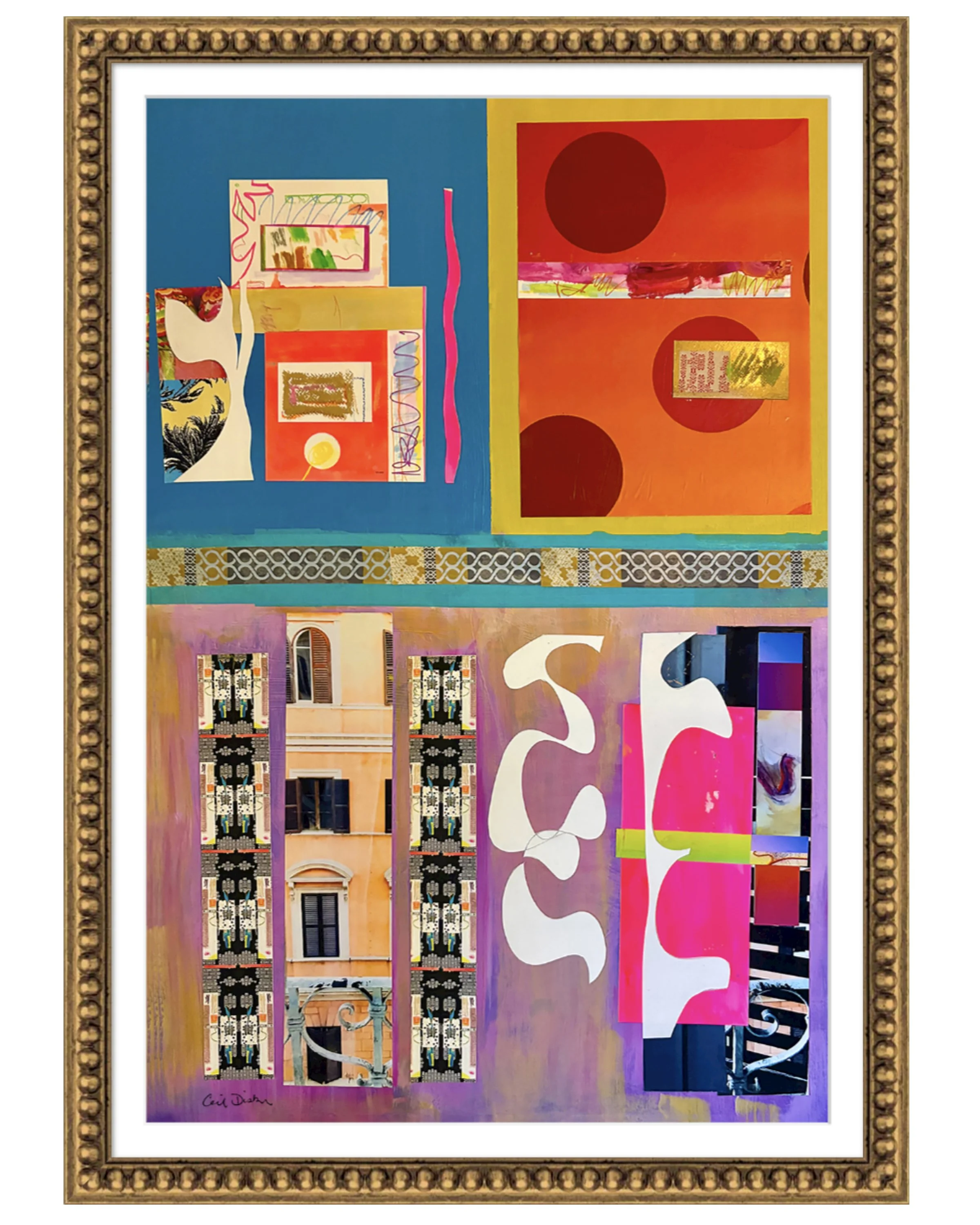 The True Meaning of the 5 of Cups. 18x27 collage print, matted & framed. Ceil Diskin-2025.