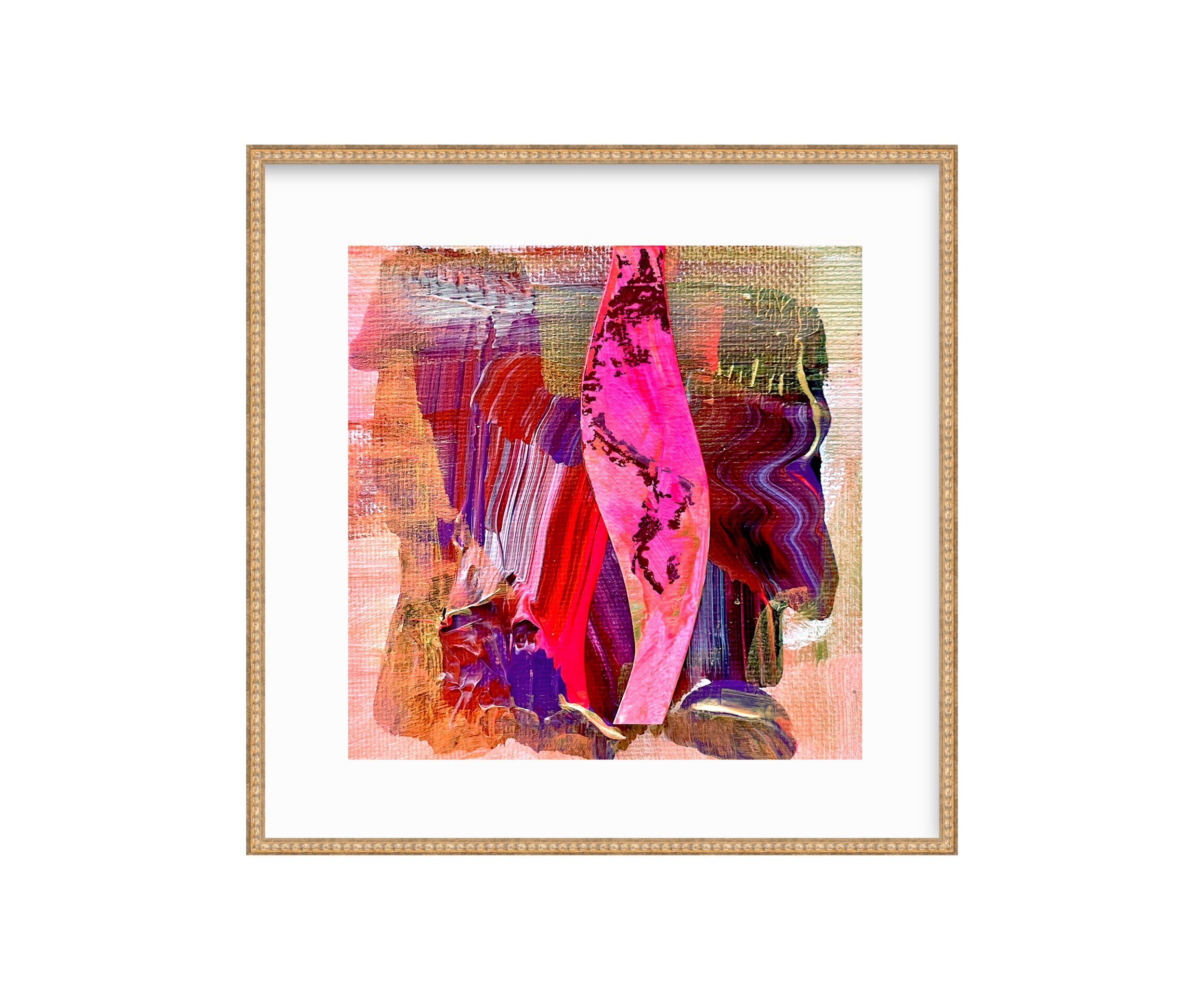 Stand Out, I Feel Love Series, gold tulip pattern frame, by Ceil Diskin