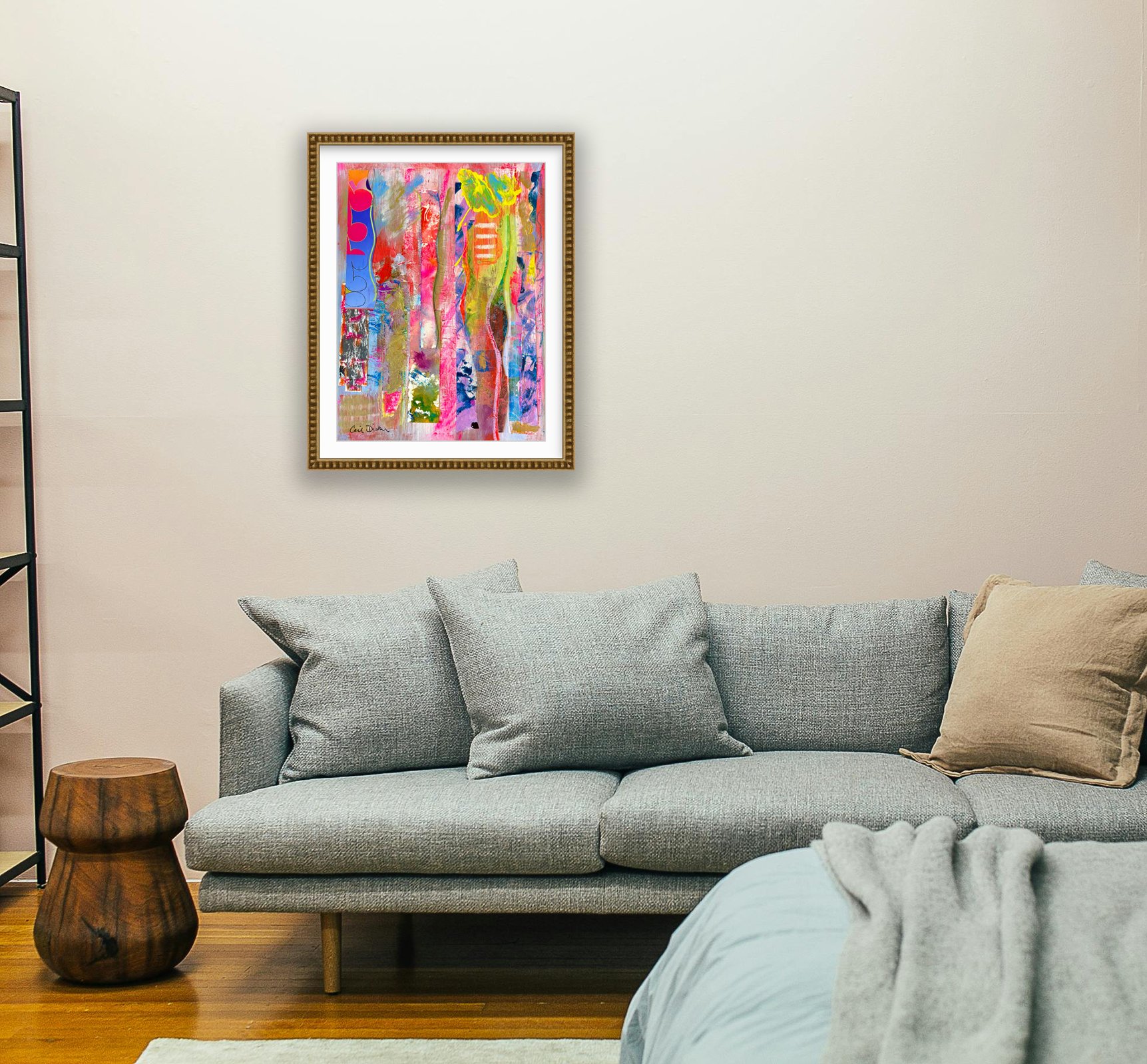 AfterParty, hanging over sofa, by Ceil Diskin