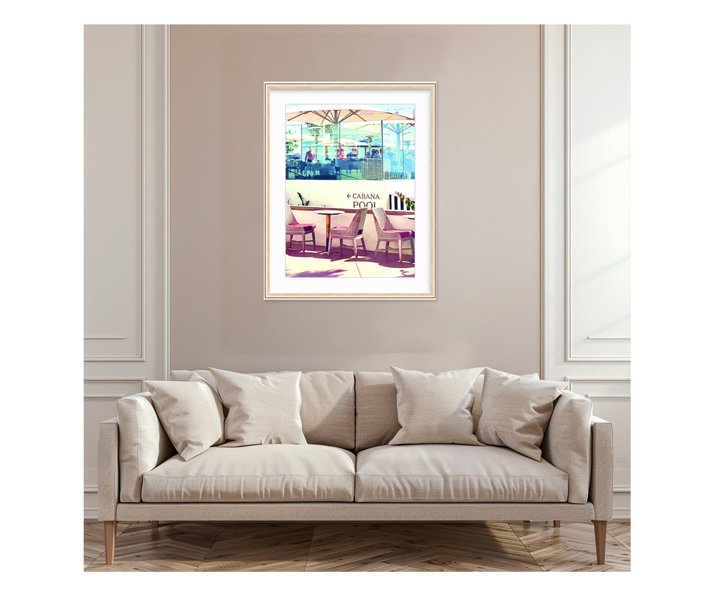 Cabana-Pool, over pink sofa, by Ceil Diskin