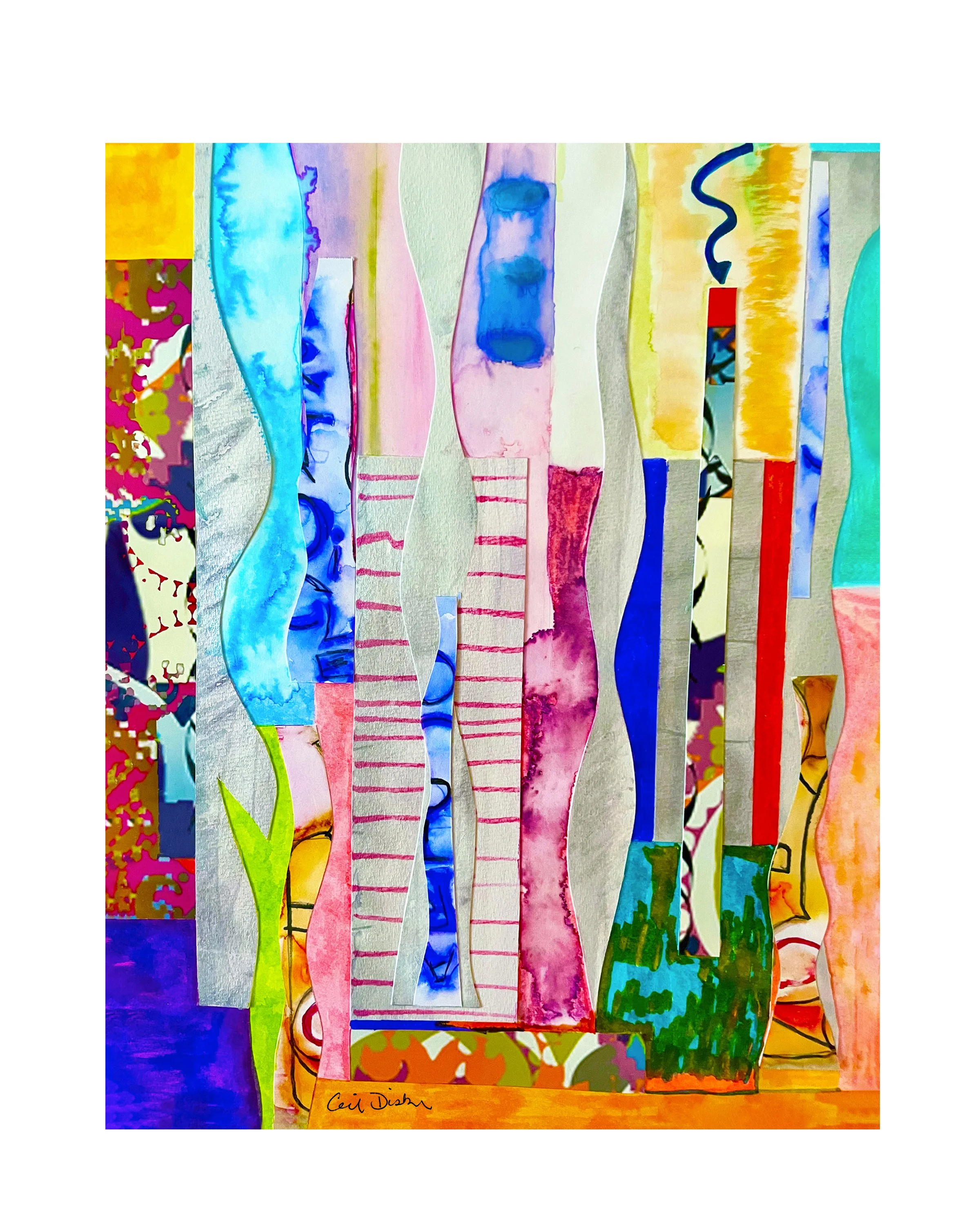 Restless, Mixed Media Collage Print, by Ceil Diskin