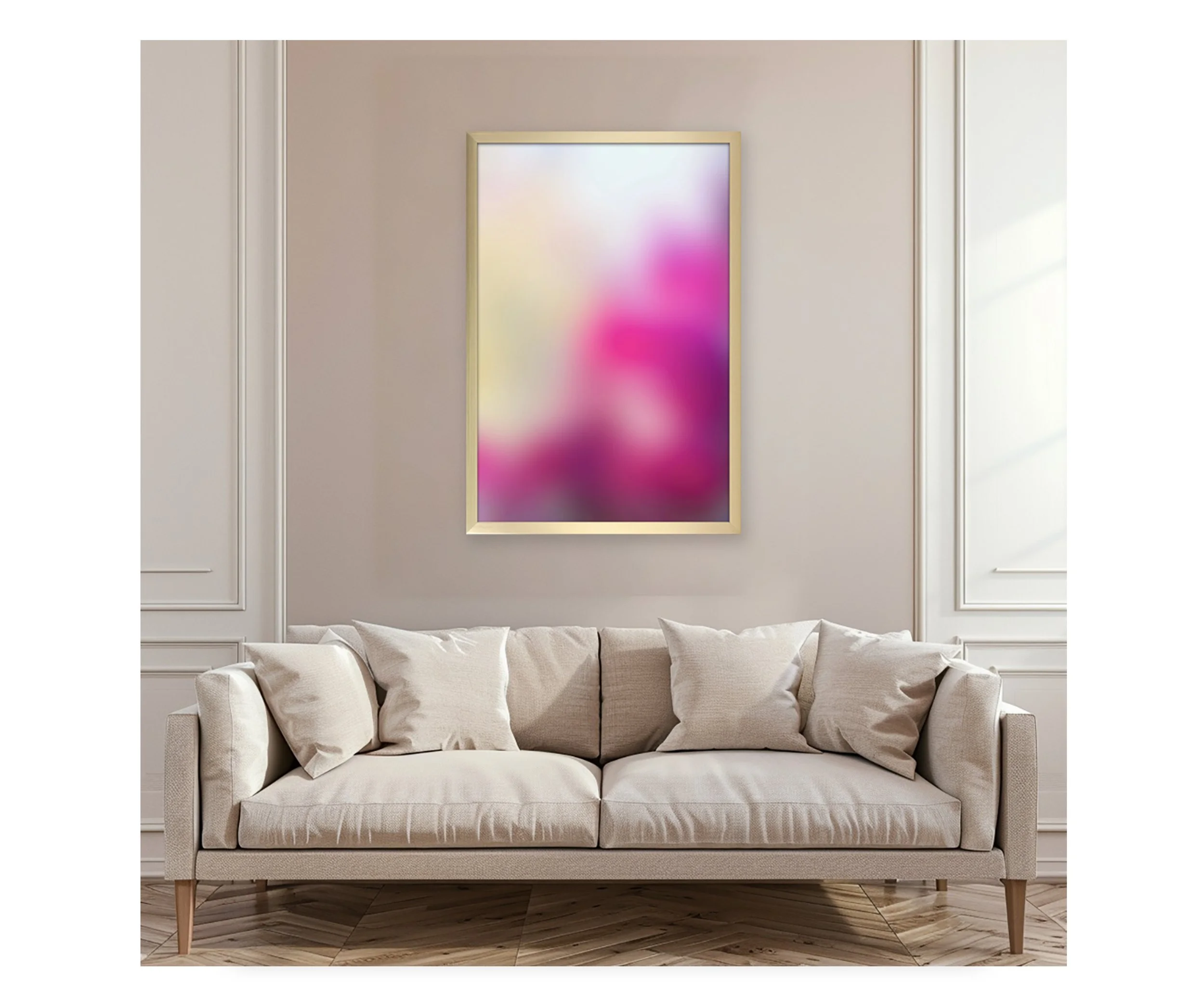 Cause, over pink sofa, by Ceil Diskin