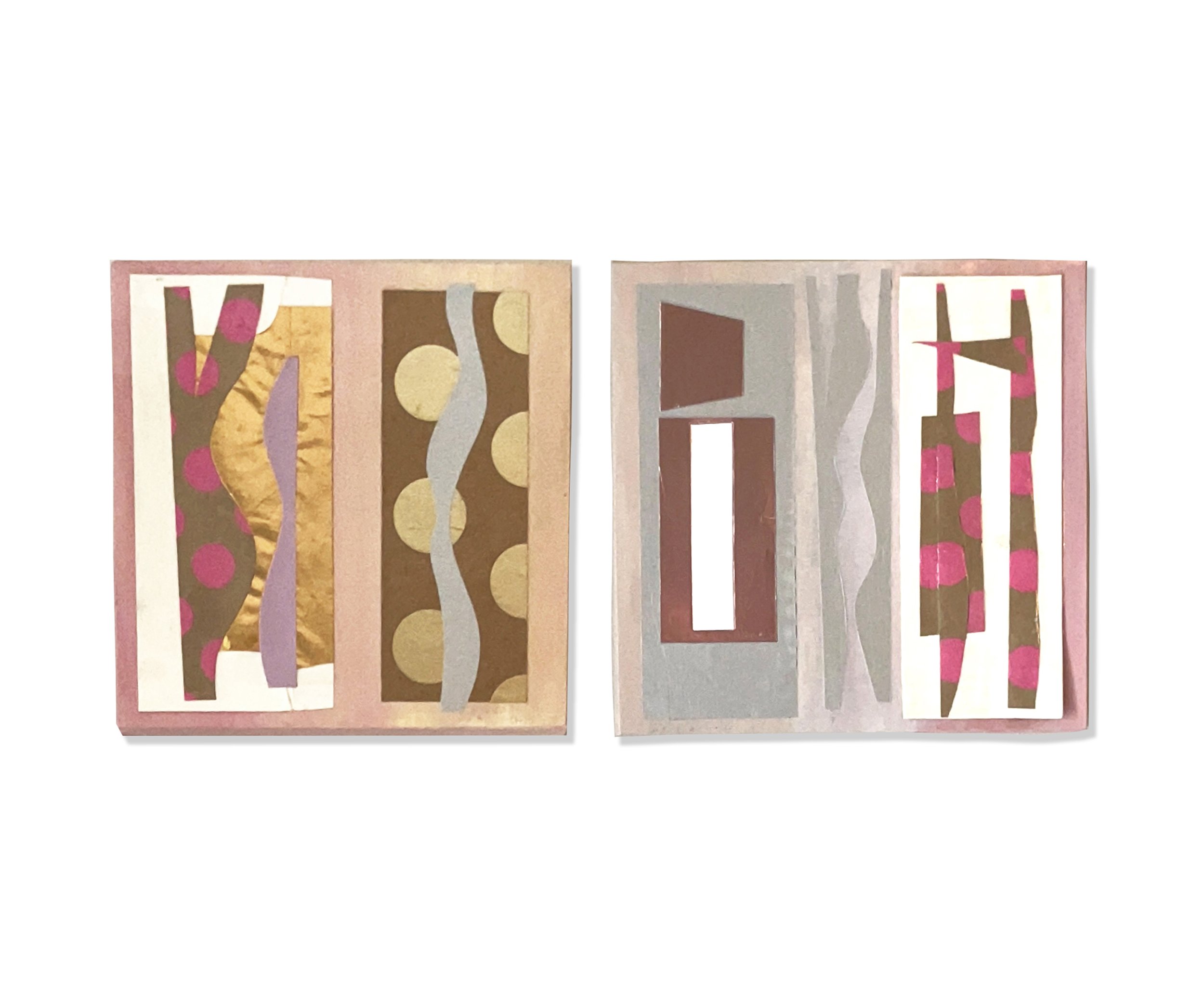 Une Deux - Mixed Media Collage Diptych