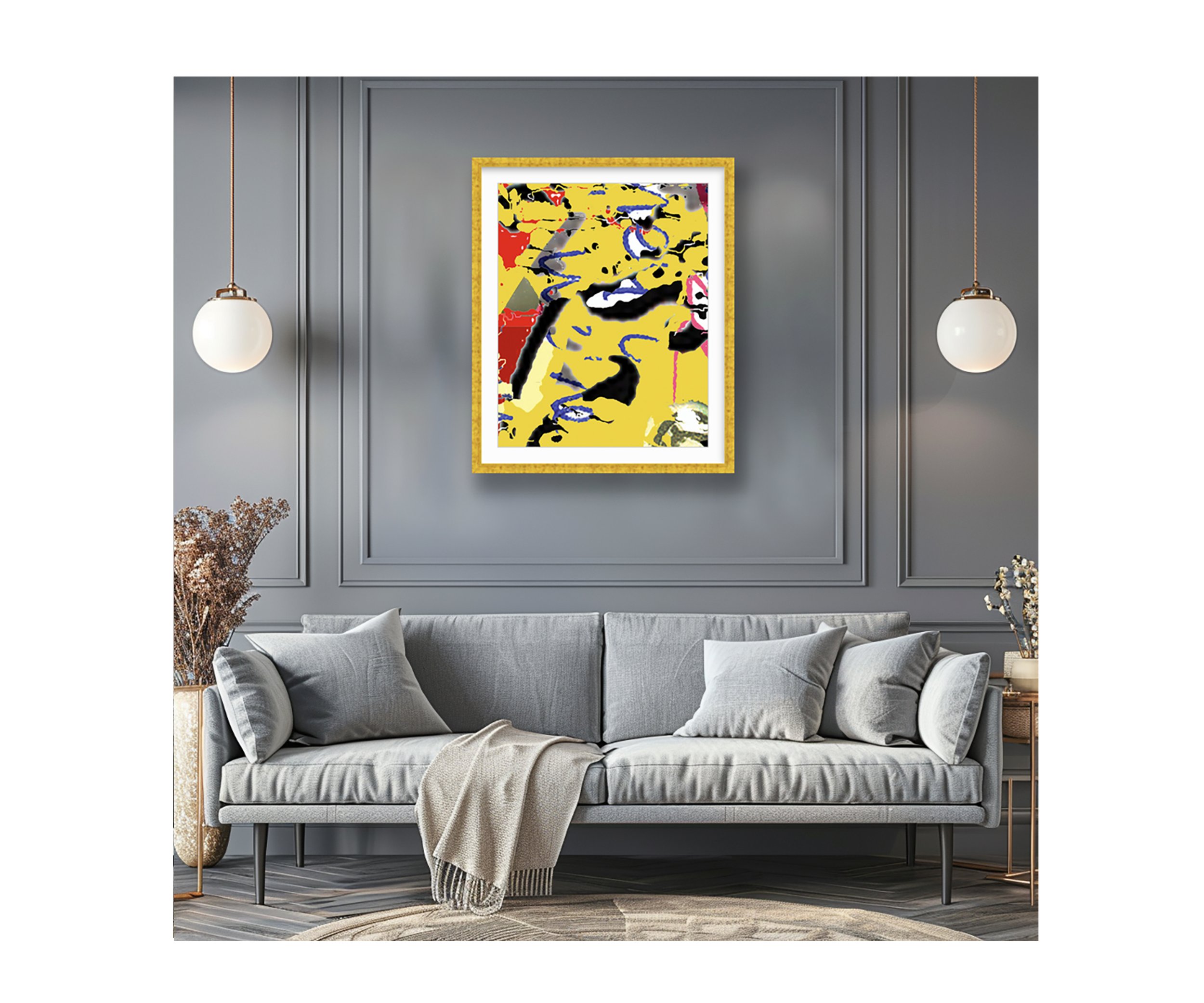 Summer, yellow glazed frame in scene