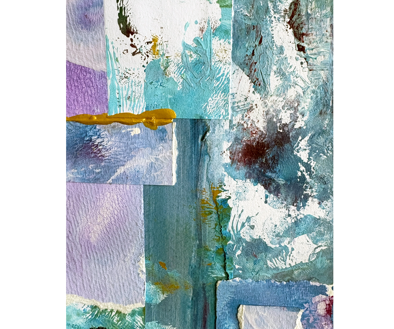 Golden Stretch of a Day, mixed media collage-detail, by Ceil Diskin