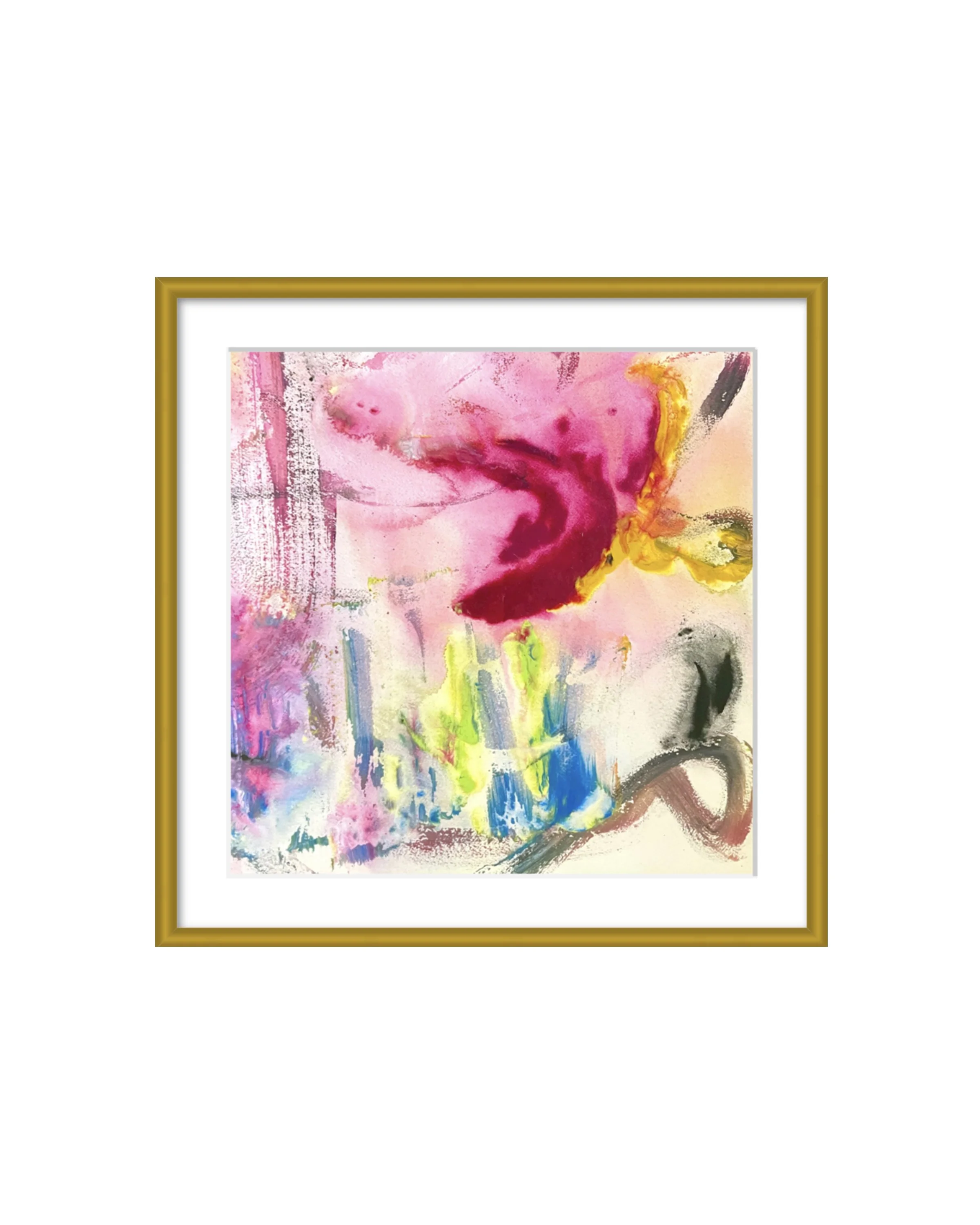 Hooked. 9x9 painting print, matted & framed. Ceil Diskin-2018.