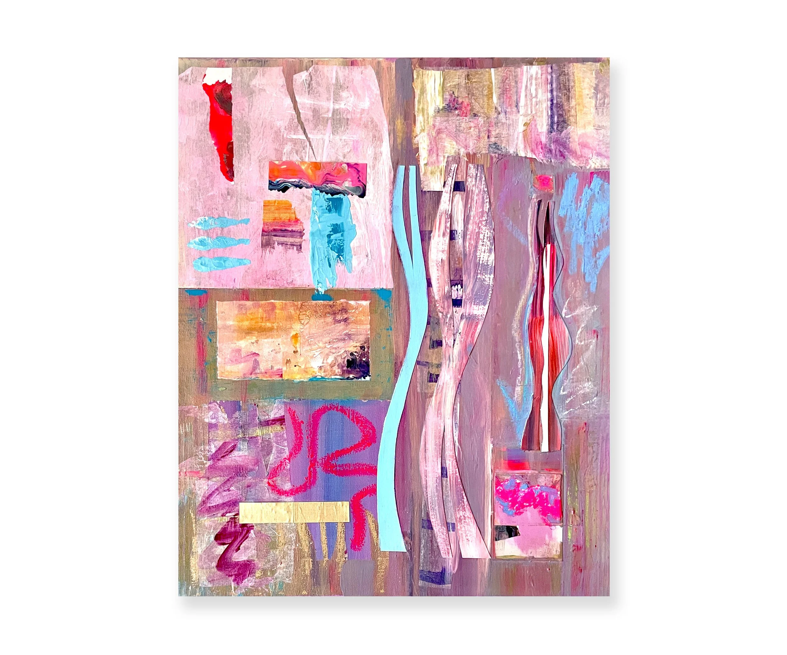 Miracle Road, mixed media collage, by Ceil Diskin