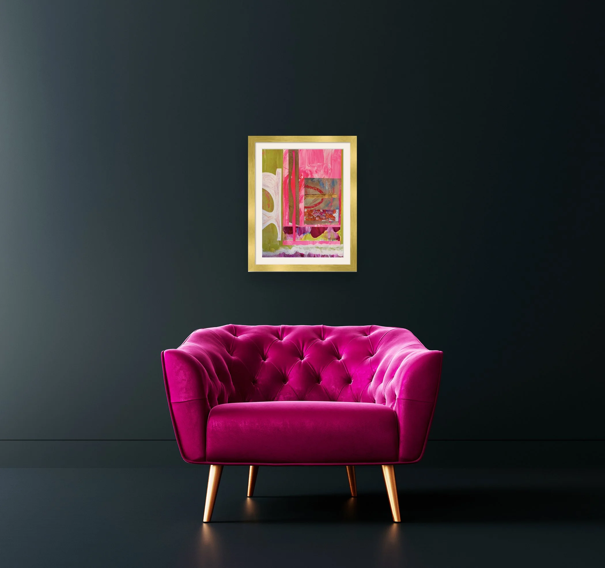 Marcia, 9x12 Giclée print, matted & framed, in scene. Ceil Diskin 2026.