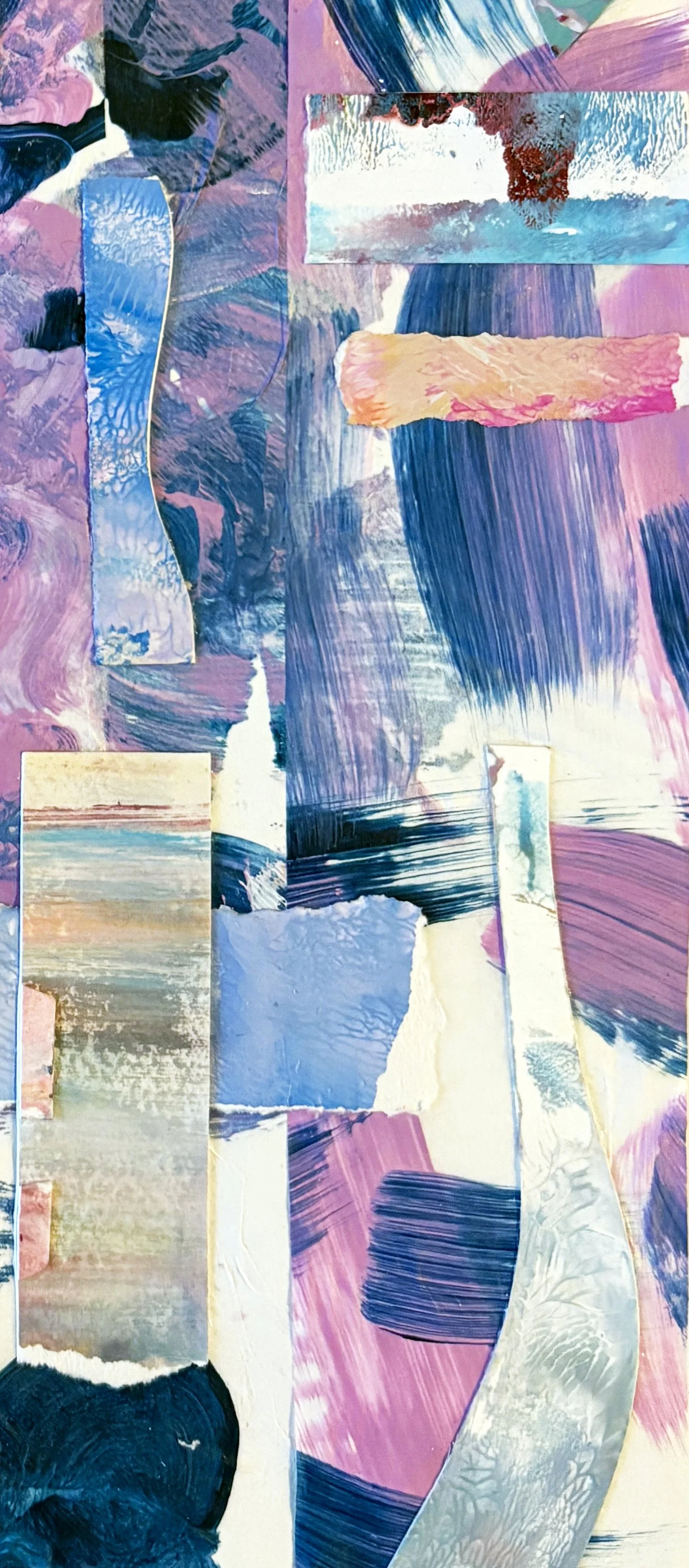 Blue Moon_10x14_mixed media collage on paper-detail 1, by Ceil Diskin 2025