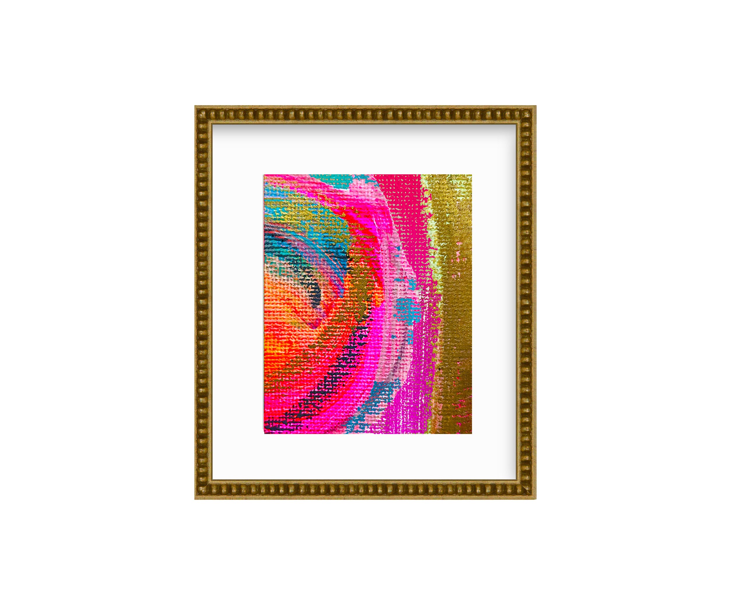 Here We Go, HOT-TO-GO Series, gold bead frame, by Ceil Diskin