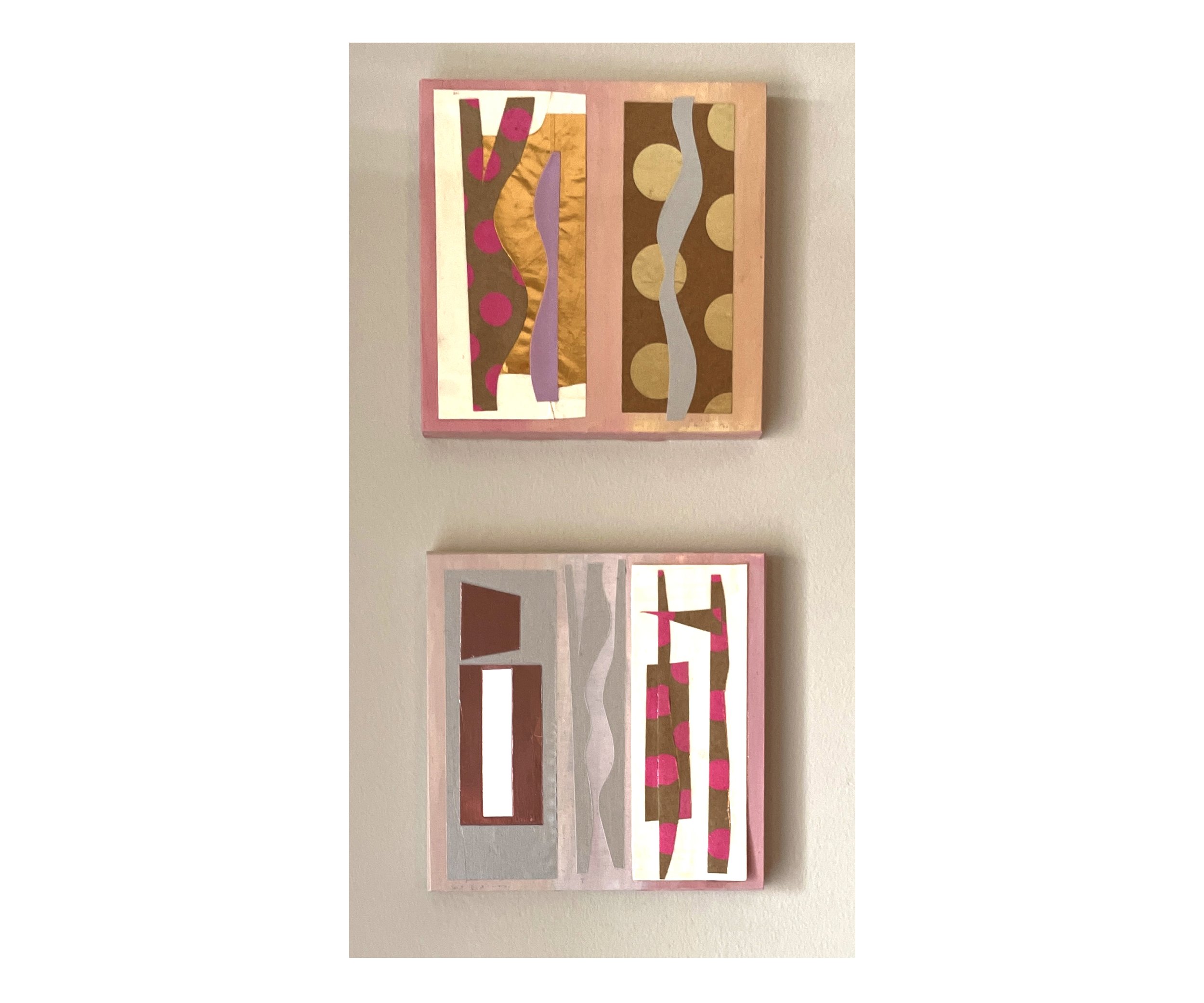 Une Deux - Mixed Media Collage Diptych-stacked vertically