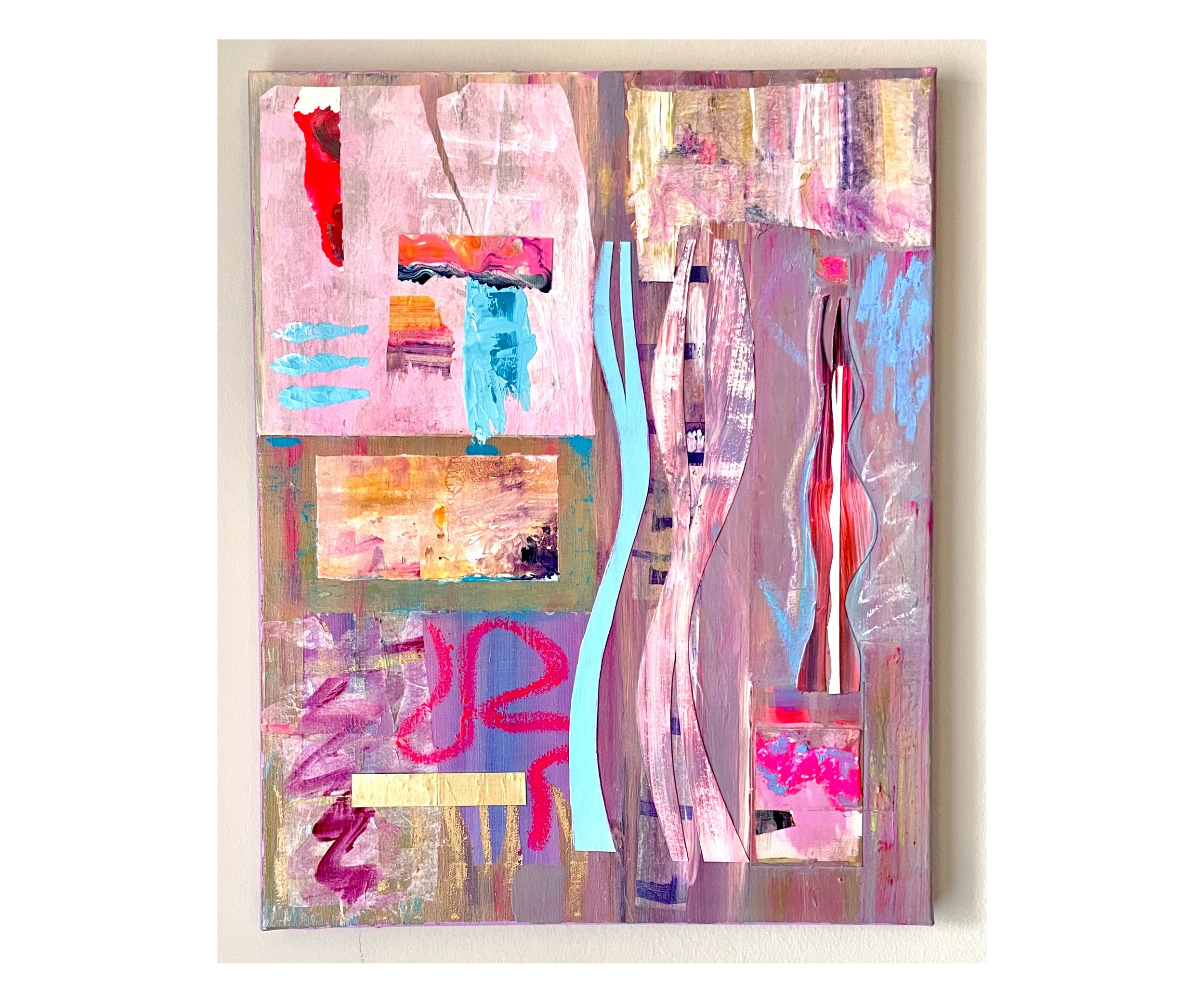 Miracle Road, mixed media collage, by Ceil Diskin