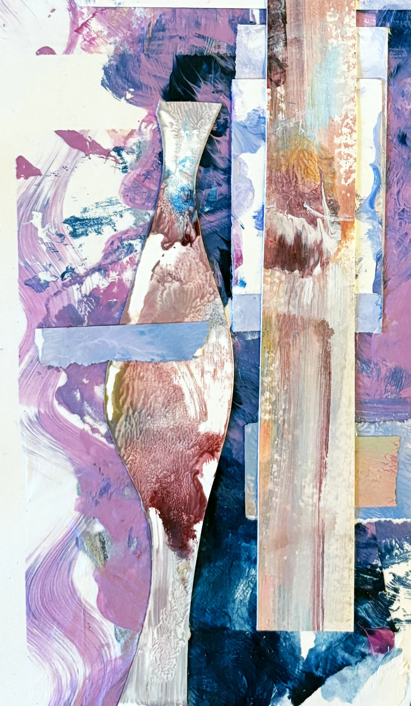 Blue Moon_10x14_mixed media collage on paper-detail 2, by Ceil Diskin 2025