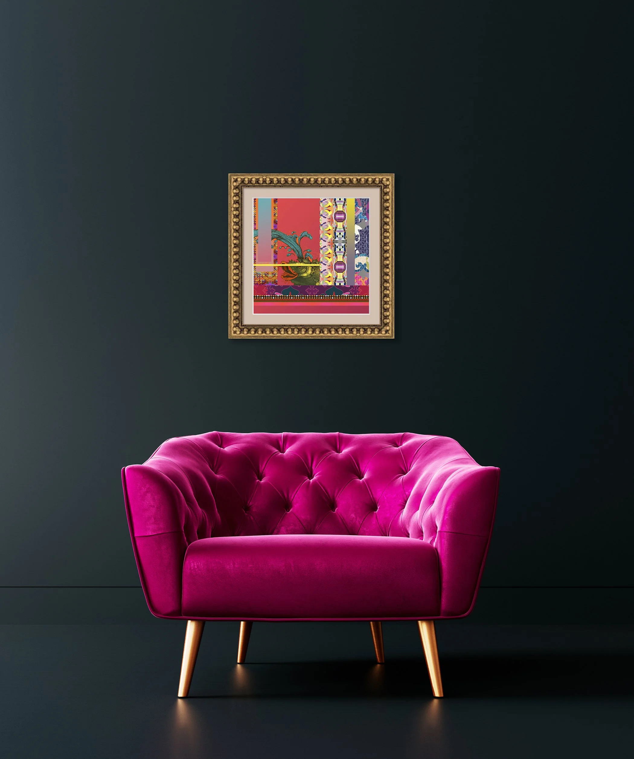 I Love This. 10”x10” digital print, matted & framed, in scene. Ceil Diskin, 2023.