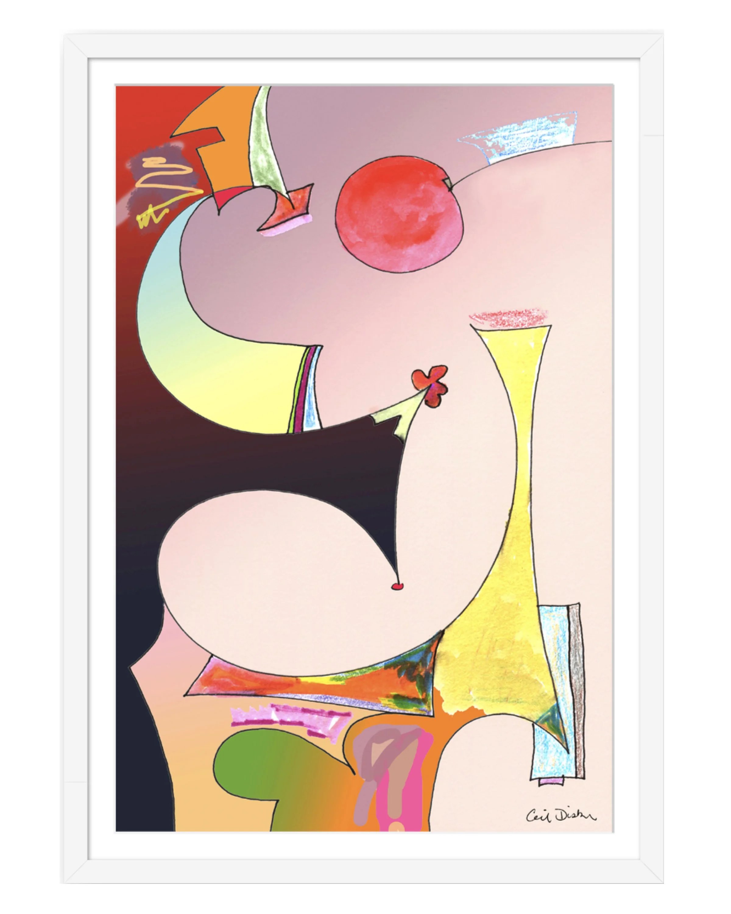 Cherry. 16”x24” digital print, matted & framed. Ceil Diskin, 2021.