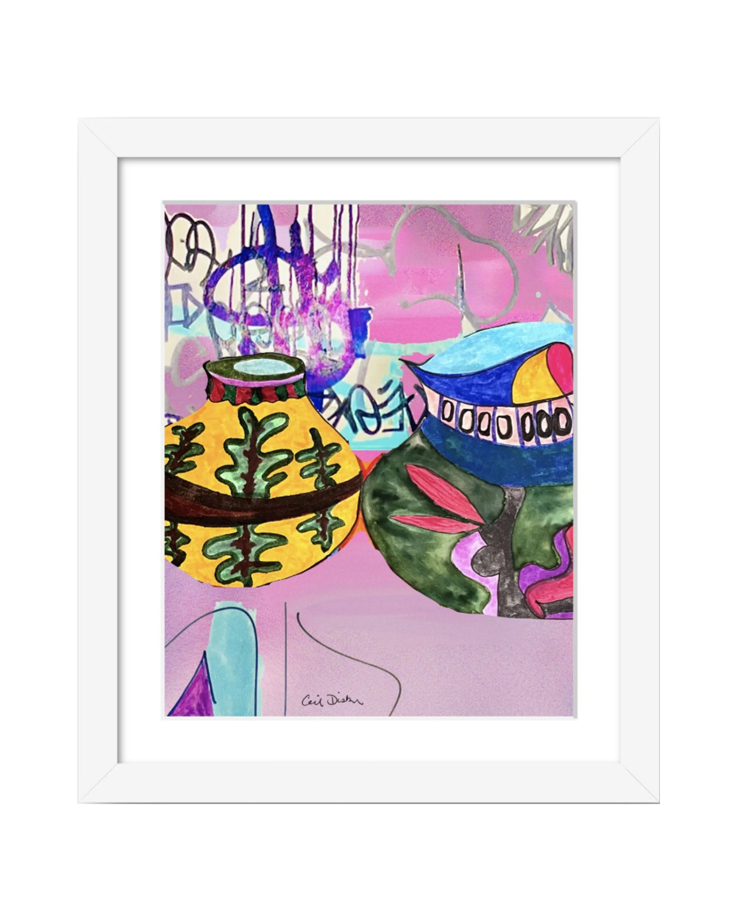 10th Ave. Series Detail 9, digital collage print, matted & framed. Ceil Diskin, 2026