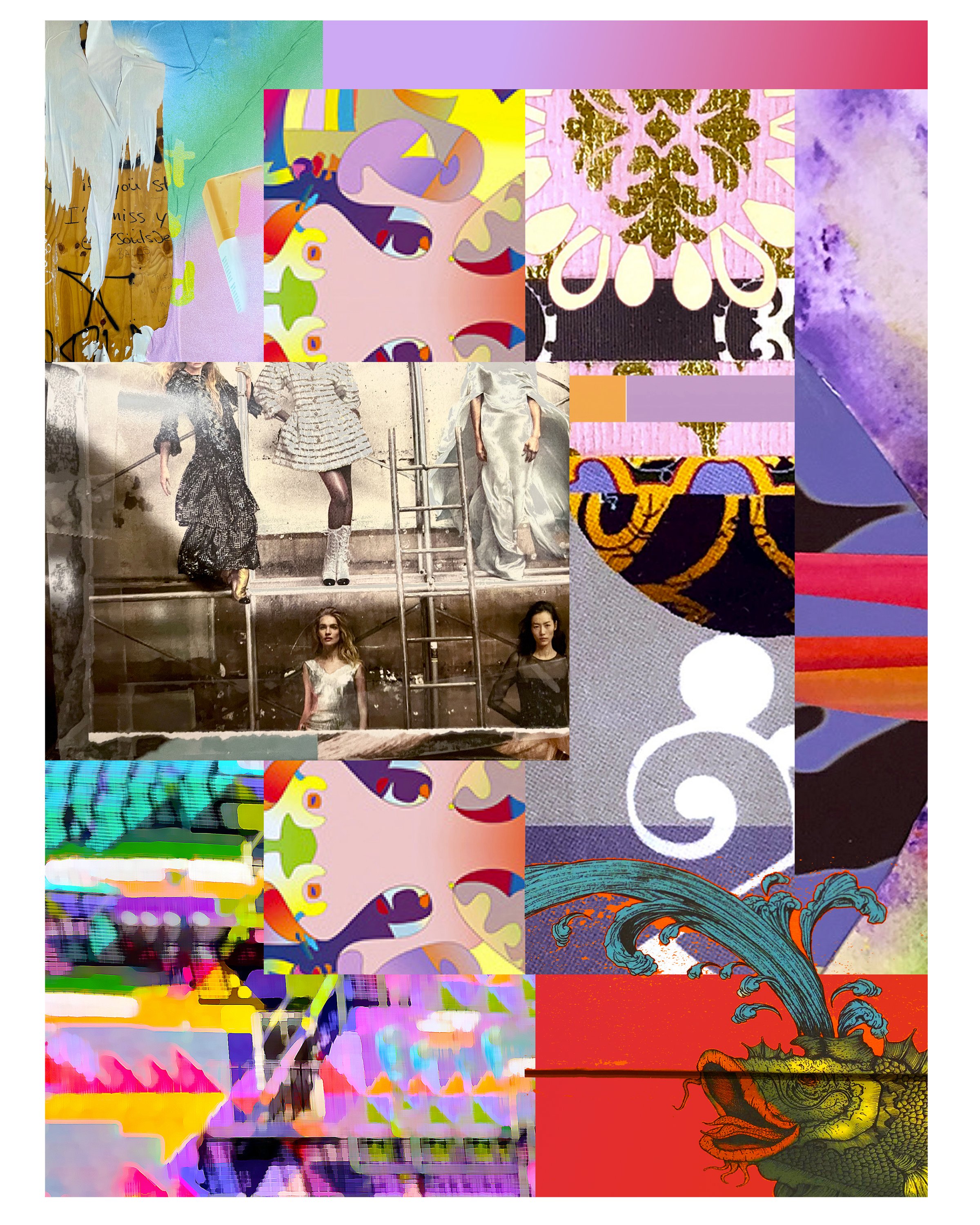 Through a Dark Hallway. 18’x24” digital collage print. Ceil Diskin, 2026.