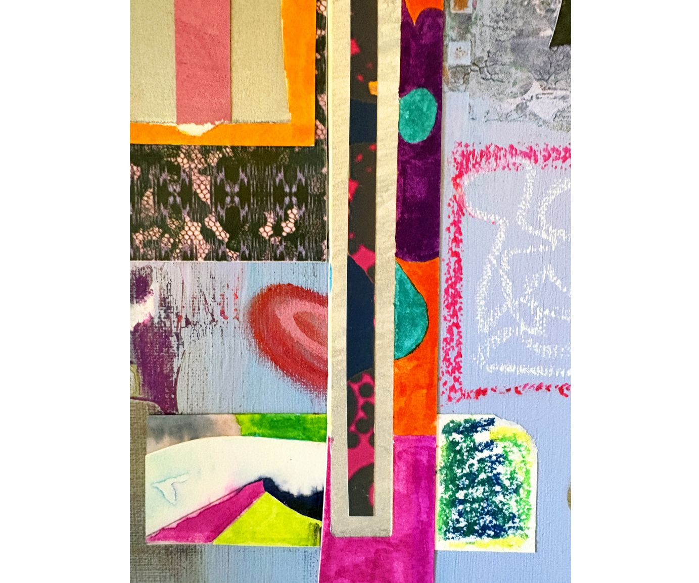 Tuesday Afternoon, mixed media collage-detail, by Ceil Diskin