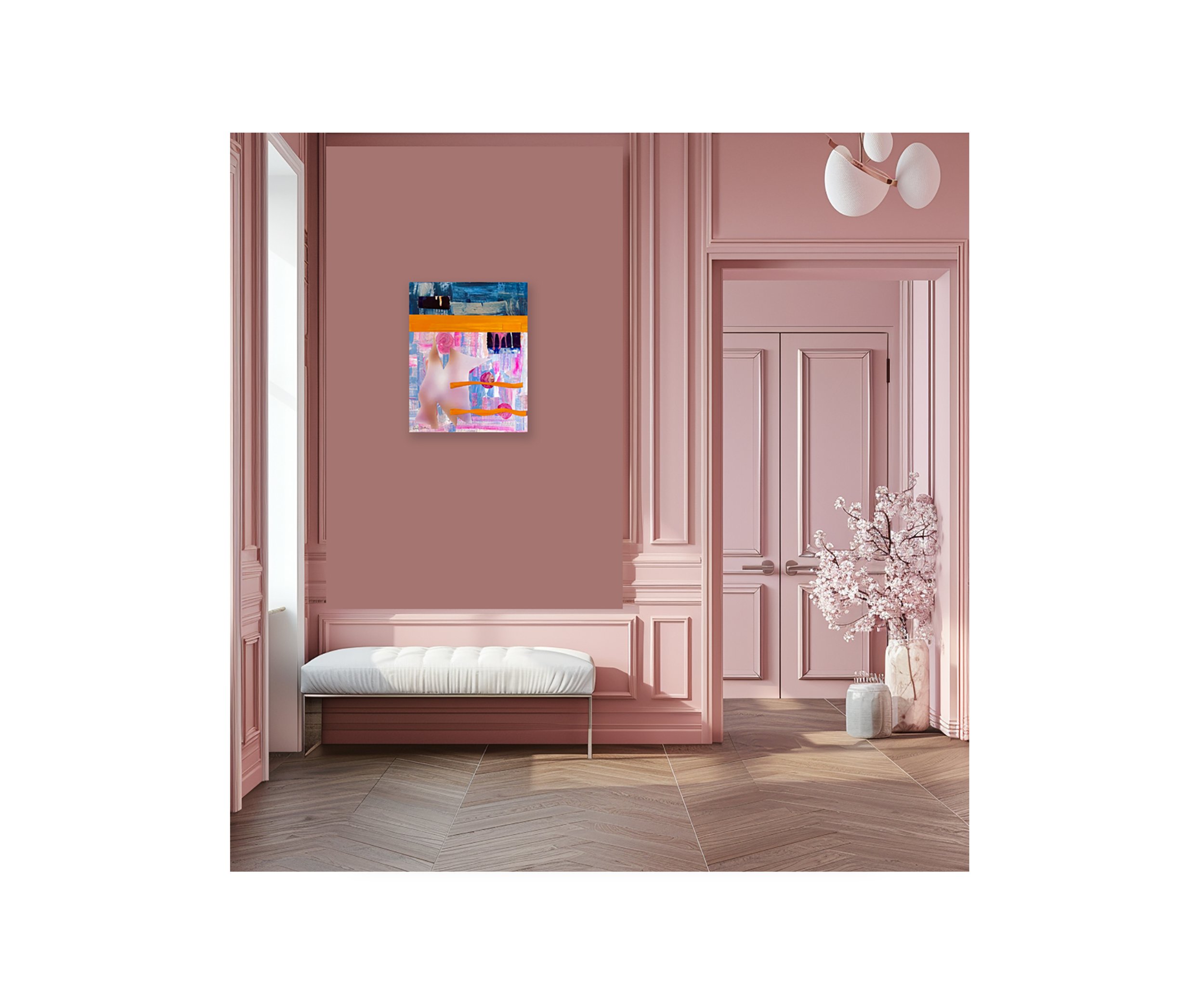 P.S. There's Cake, displayed in pink foyer, by Ceil Diskin