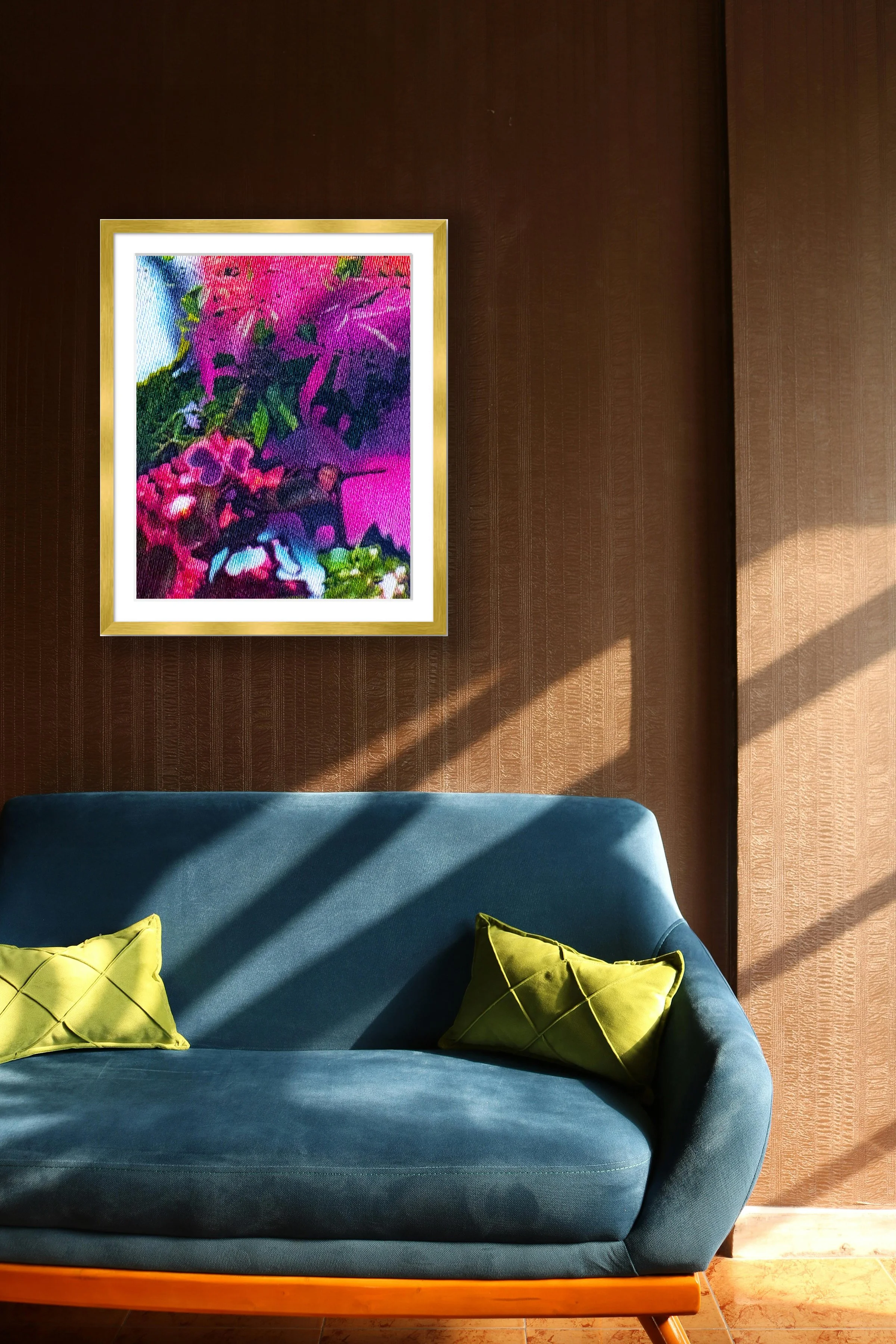 Flower Garden - Hot Pink framed in scene