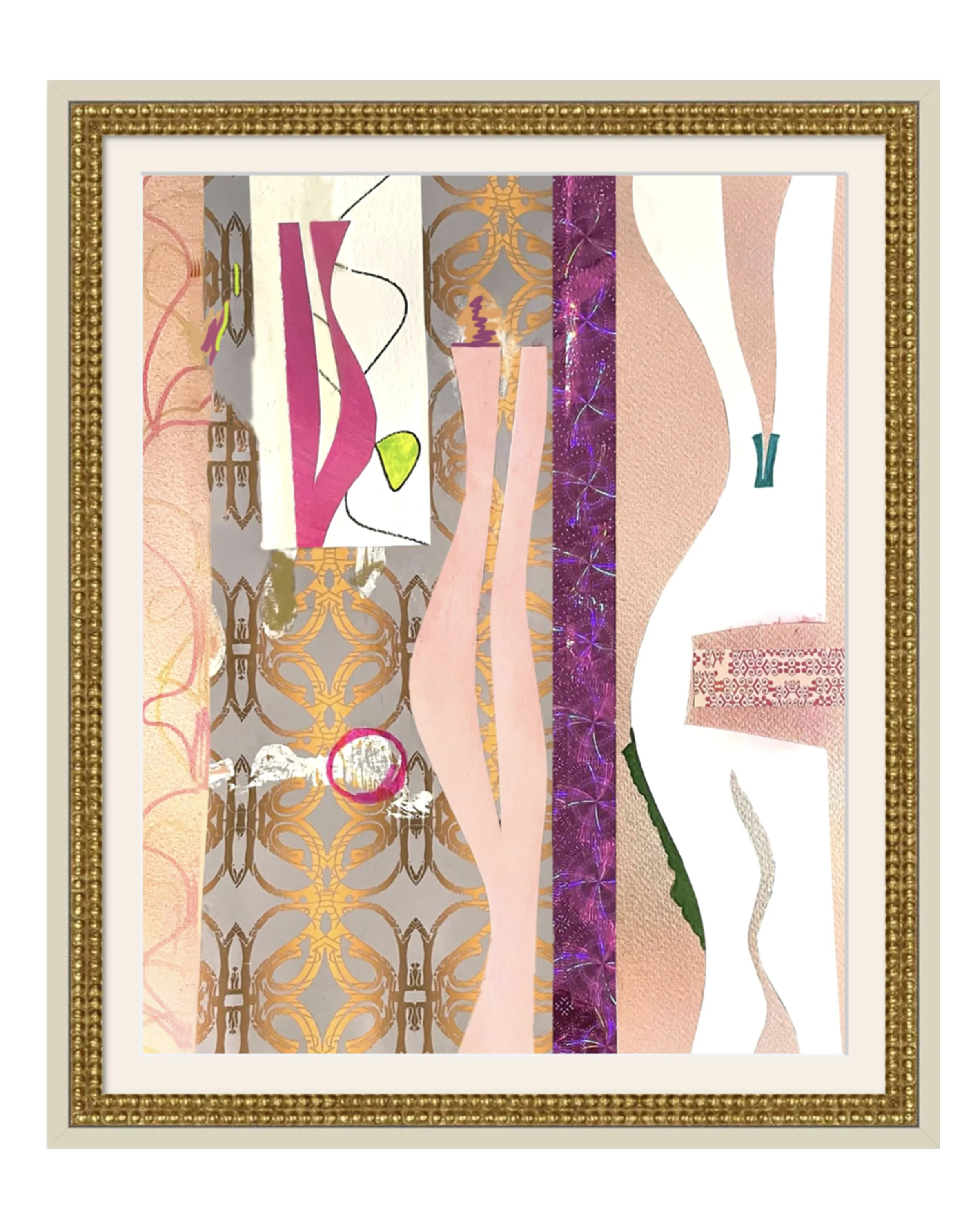 Slouching. 16x20 collage print, matted & framed. Ceil Diskin-2022.