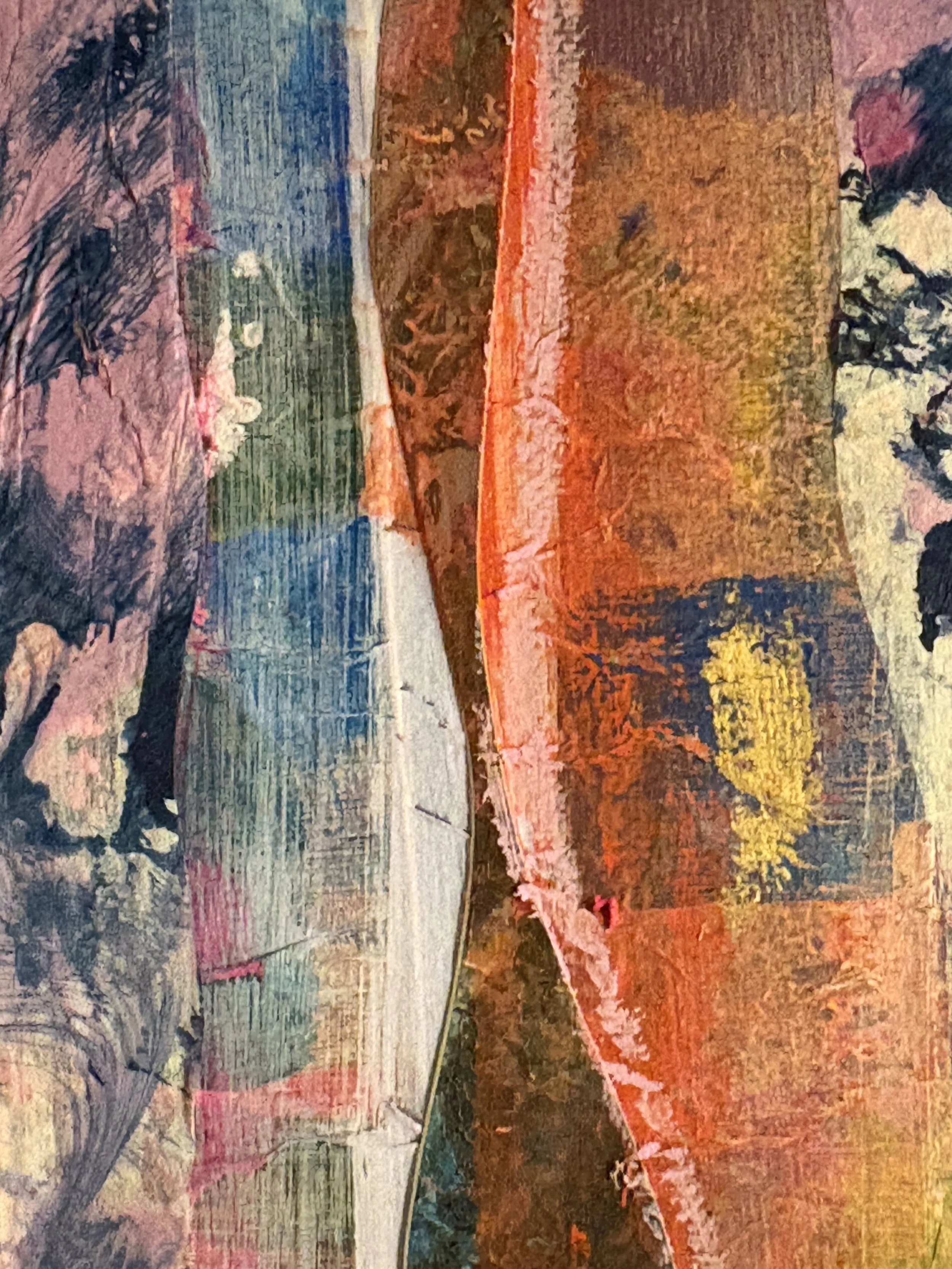 AfterParty, mixed media collage-detail, by Ceil Diskin