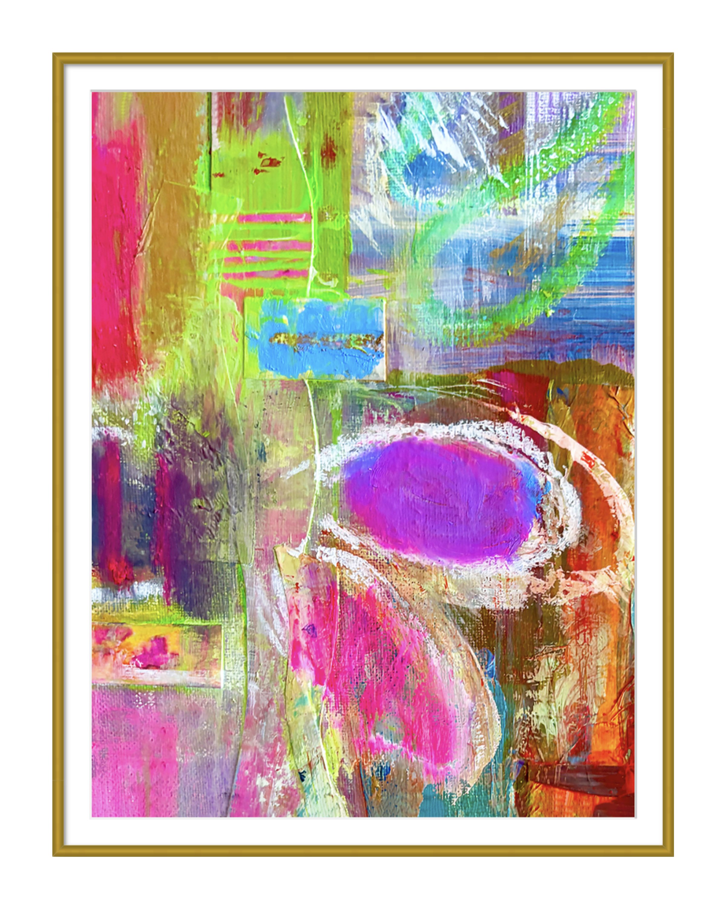 Gloria.18”x24” painting print, matted & framed. Ceil Diskin, 2025.