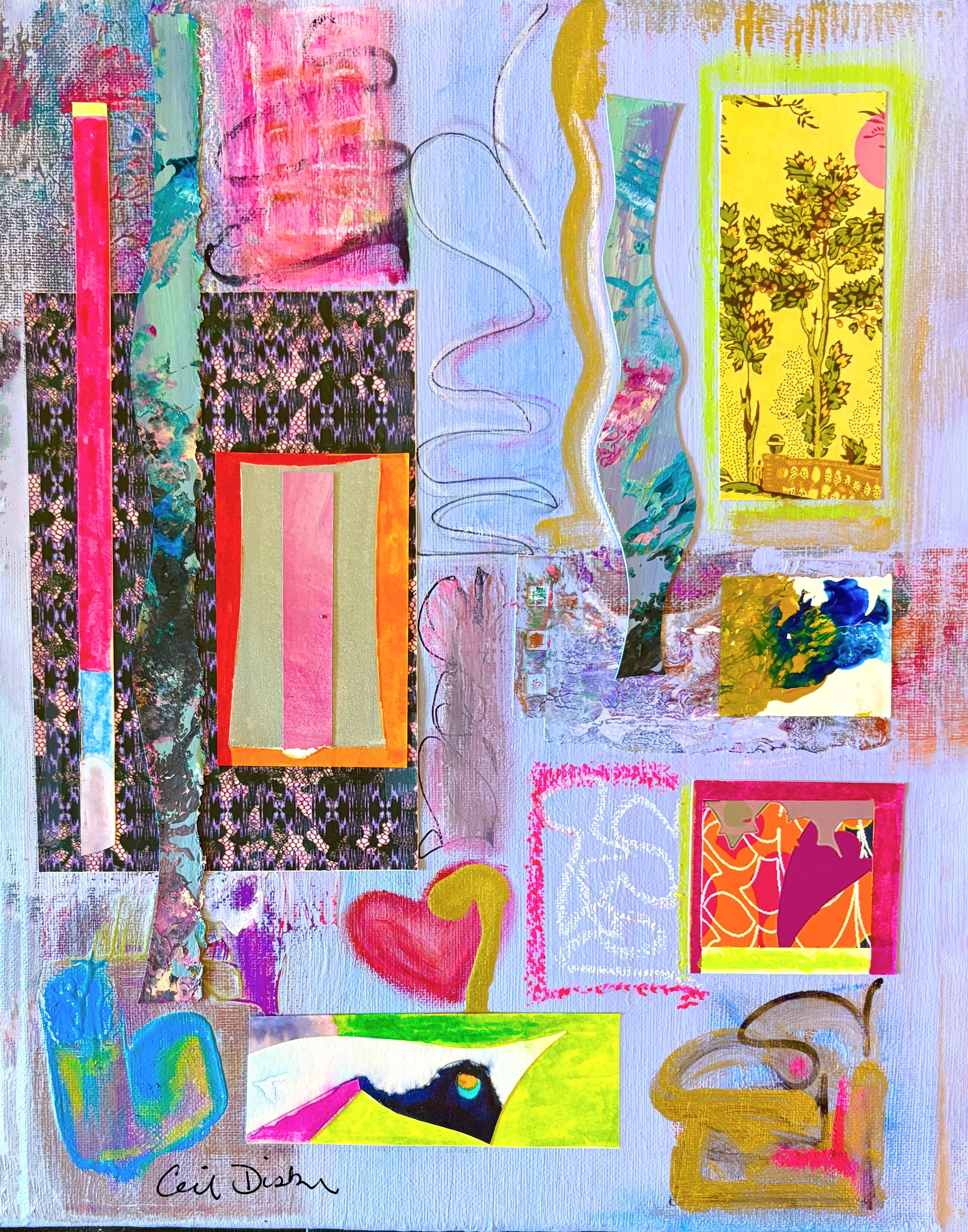 Tuesday Afternoon, 11x14 mixed media collage print, by Ceil Diskin