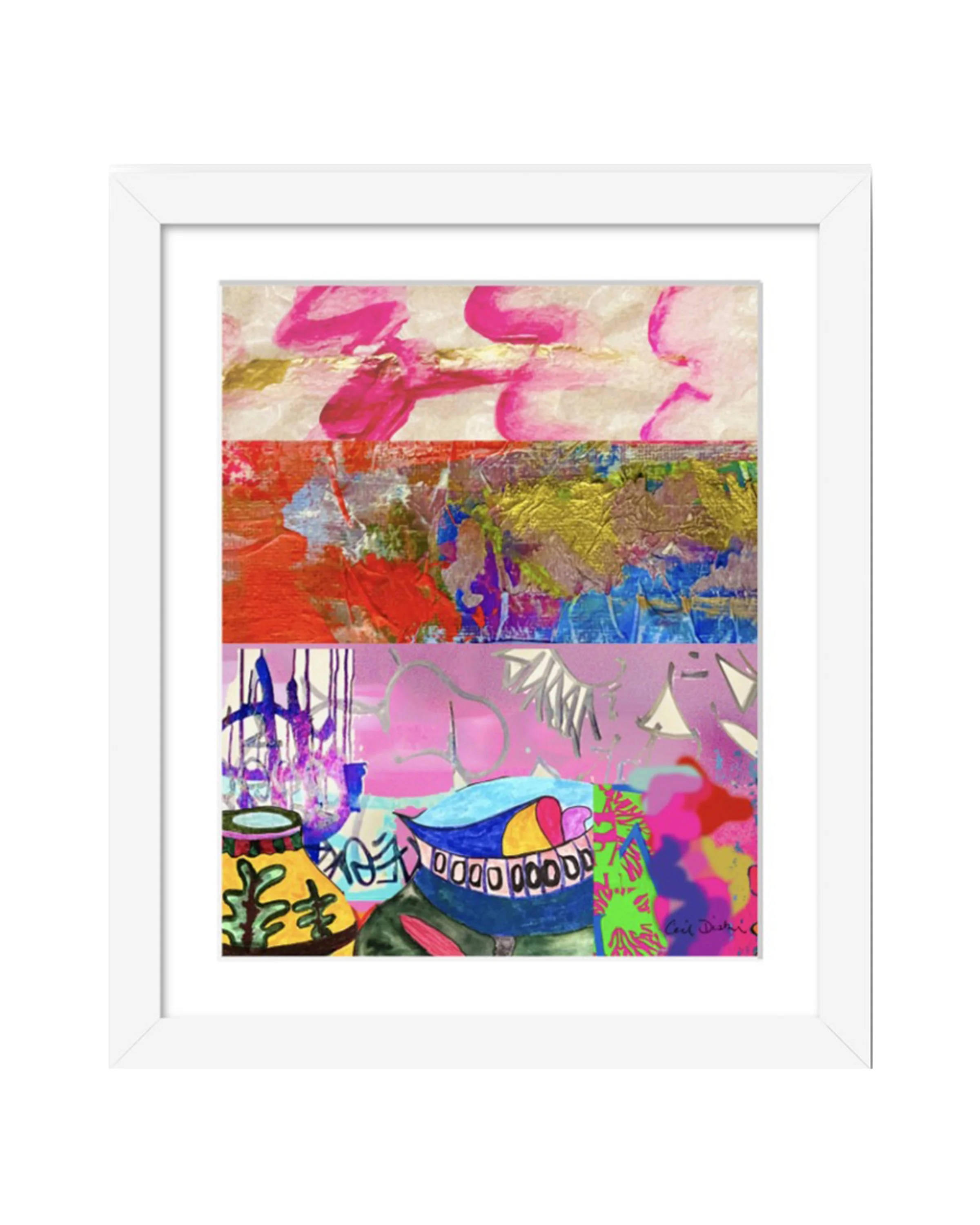 10th Ave. Series Detail 7, digital collage print, matted & framed. Ceil Diskin, 2026