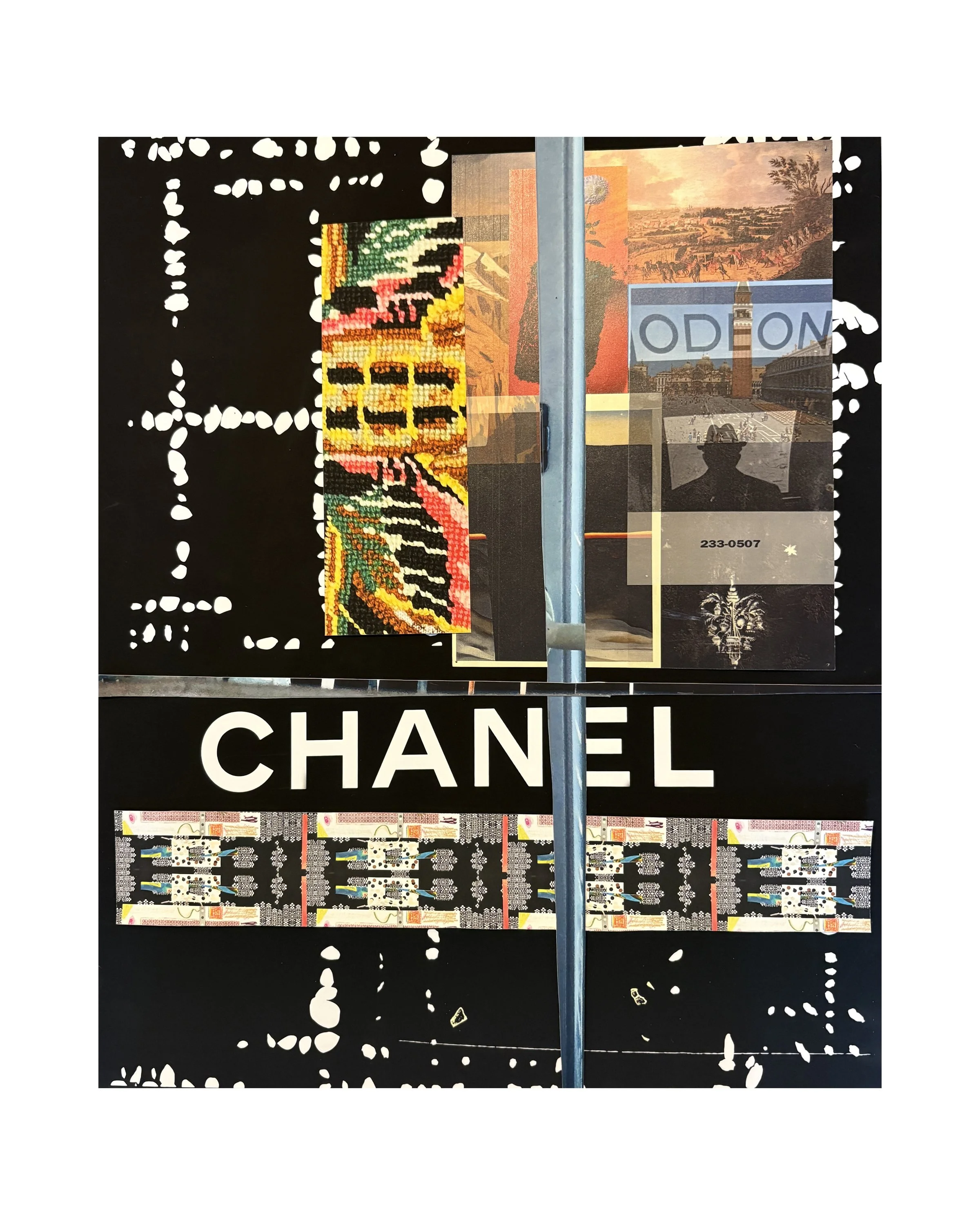 Chanel-ODEON 16x20 mixed media collage Ceil Diskin 2026