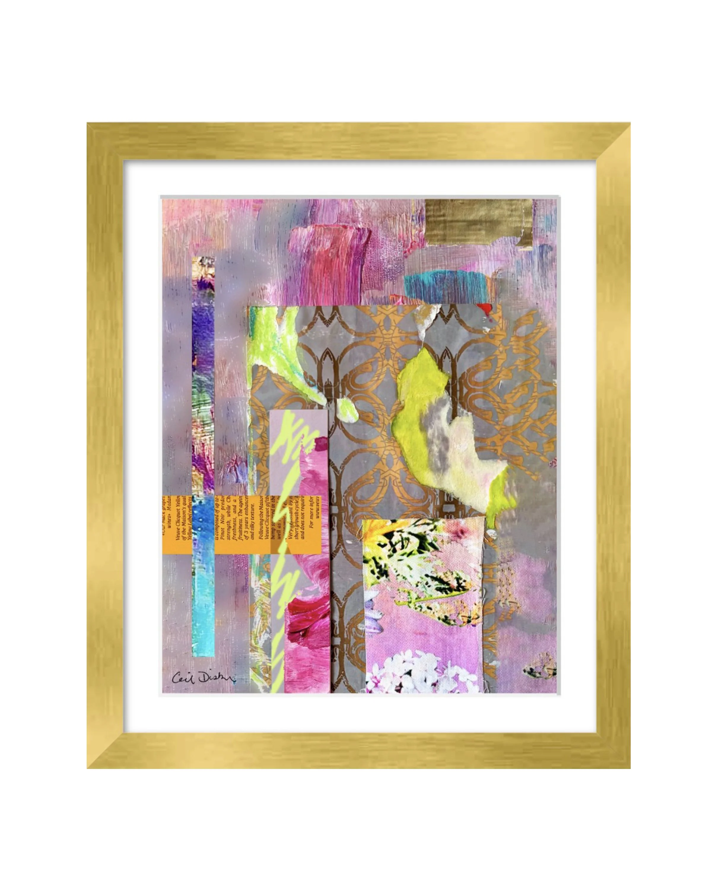 I Mean—You Could 8x10 cropped detail from mixed media collage, matted & framed