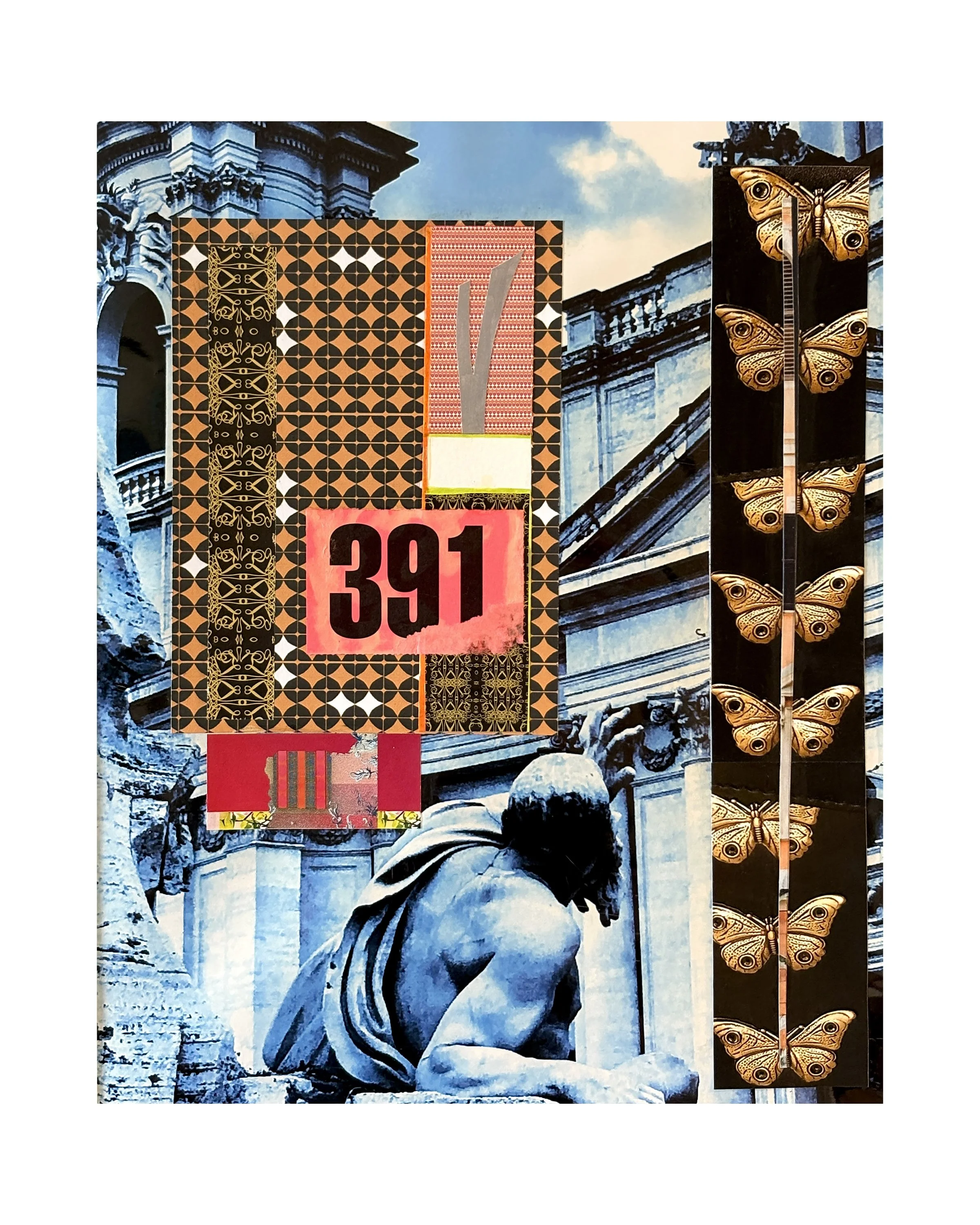 ROMA Fountain 16x20 mixed media collage CeilDiskin 2026