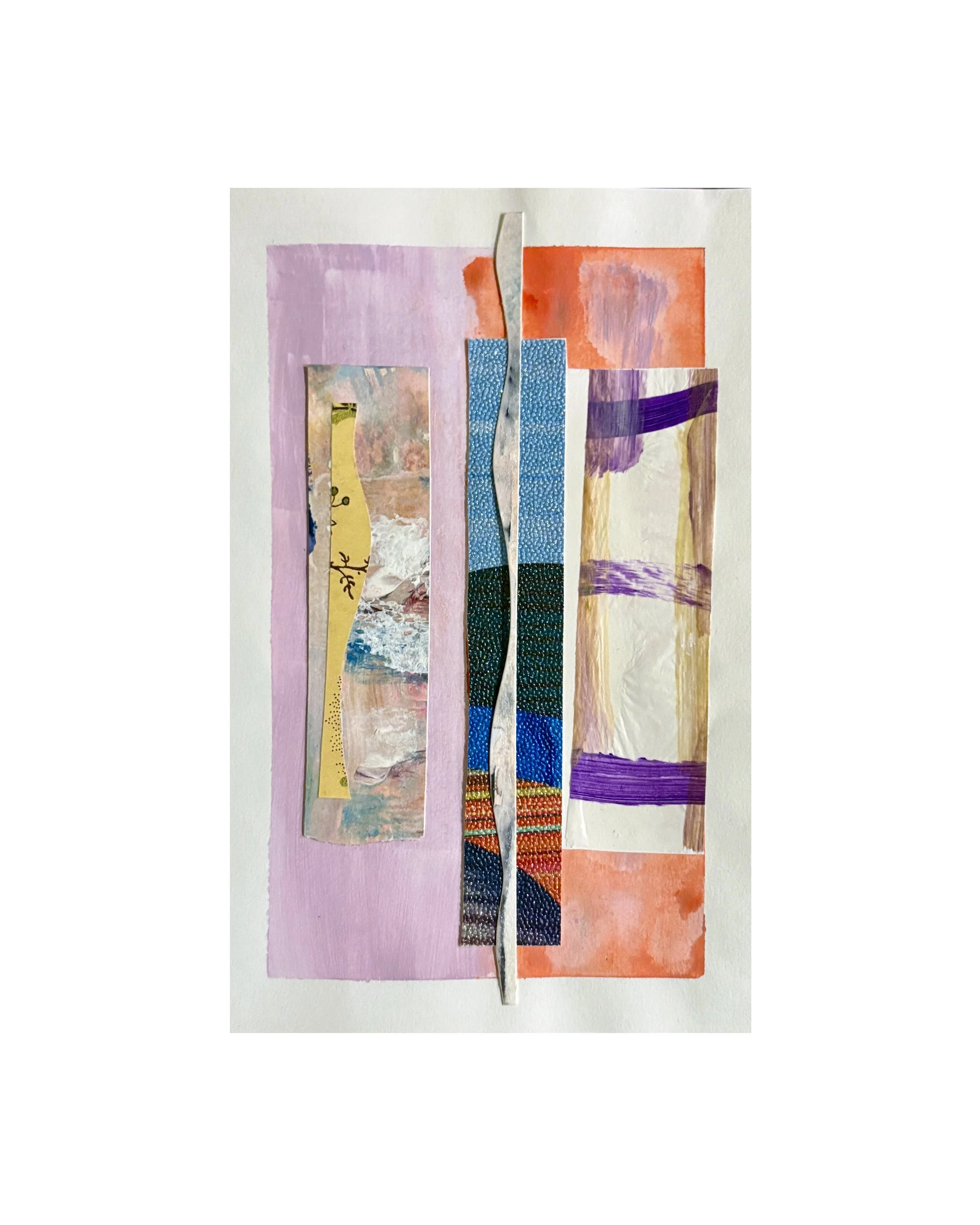 Lead the Way 5.5x8.5 collage-painting on paper. Ceil Diskin-2025.