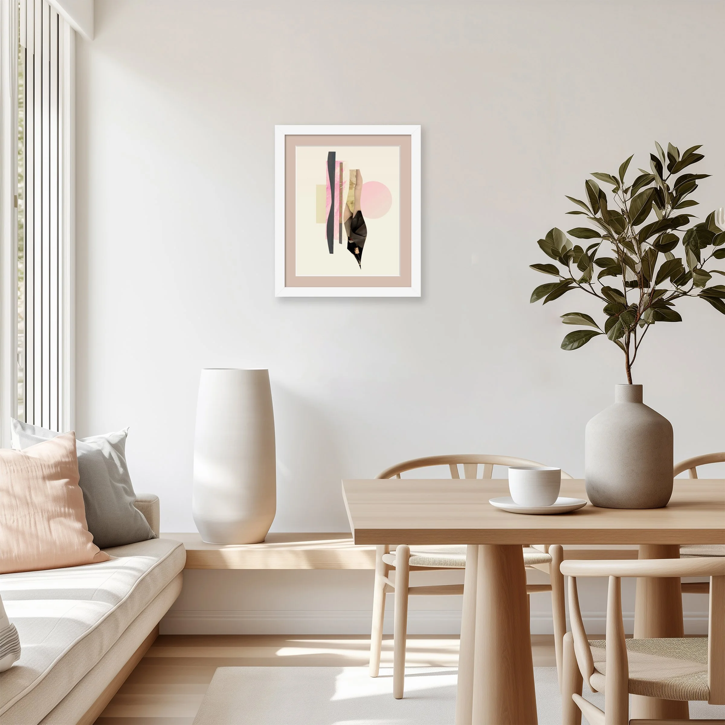 From A Different Perspective. 8x10 collage print, matted & framed, in scene. Ceil Diskin-2025.