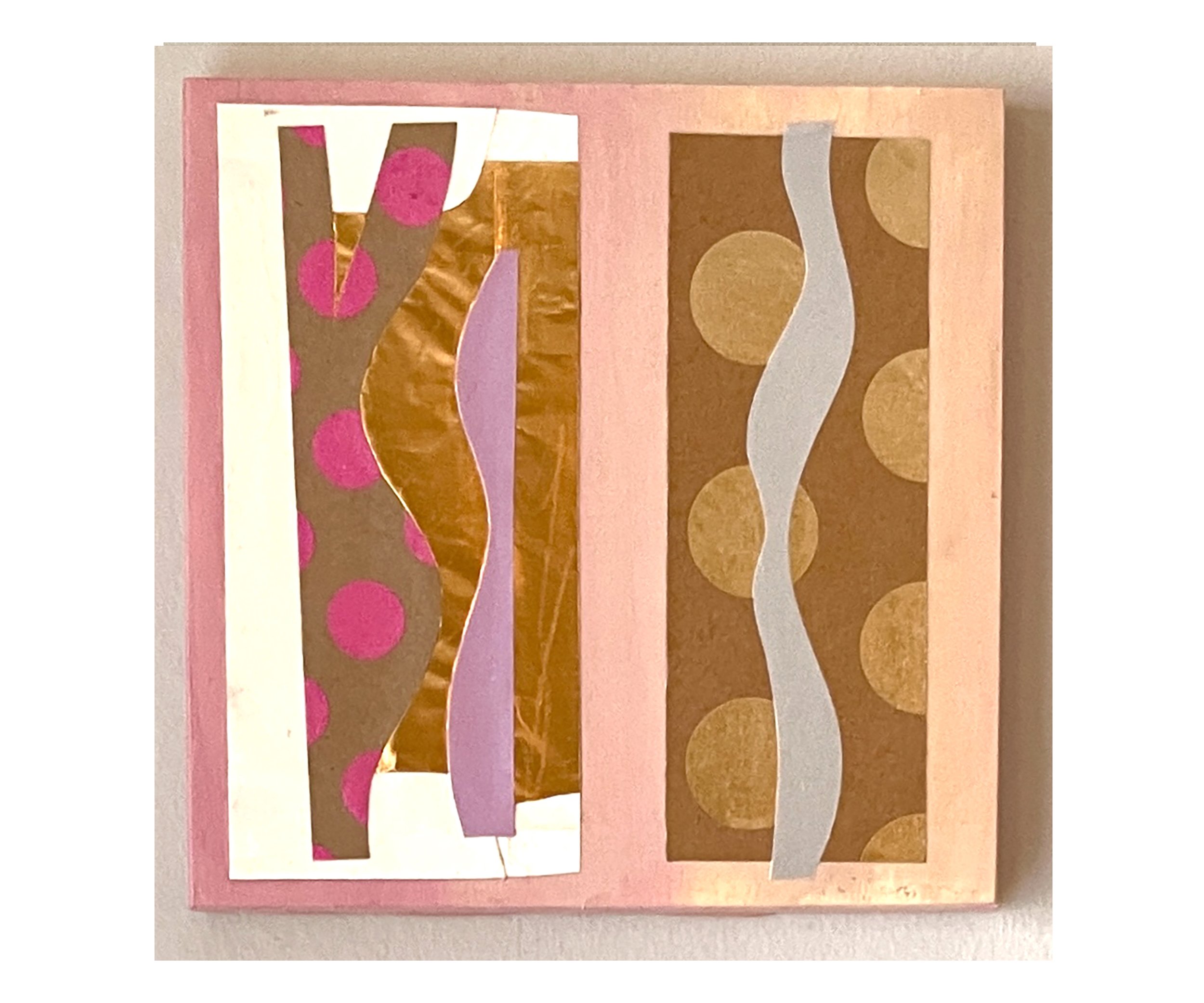 Left piece of Une Deux - Mixed Media Collage Diptych
