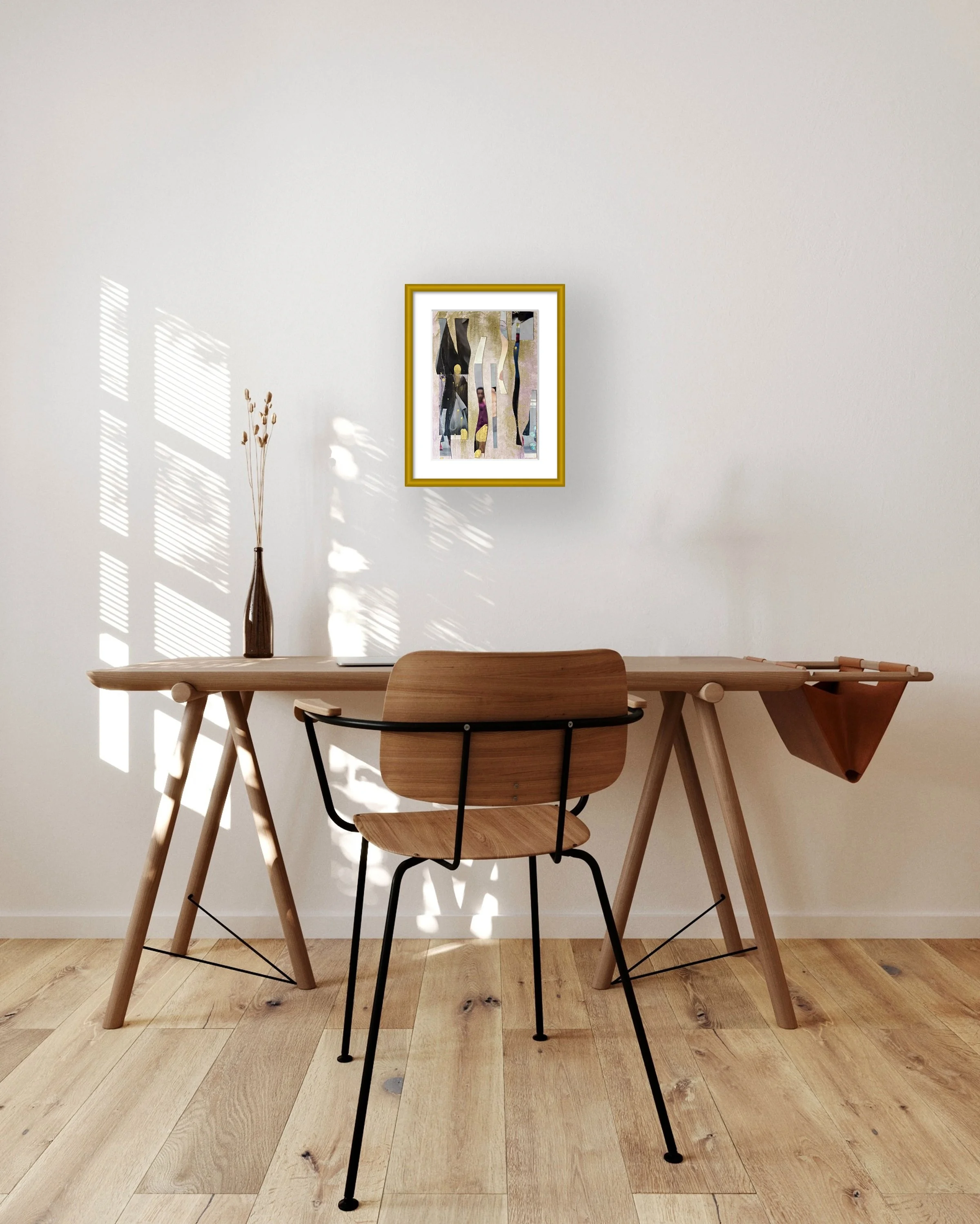 When Was That? 5x7 collage print, matted & framed in scene. Ceil Diskin-2025.