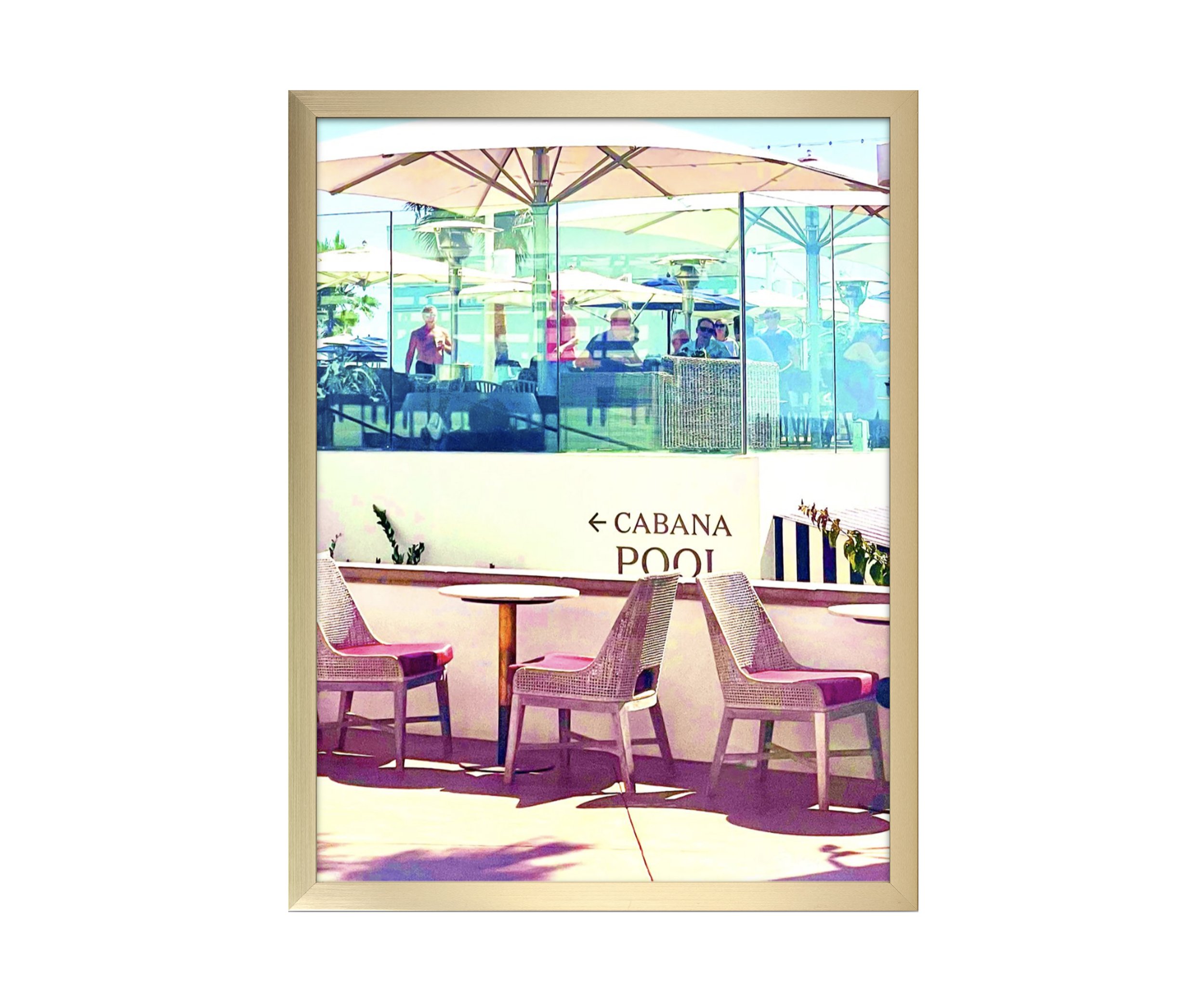 Cabana-Pool, gold frame, by Ceil Diskin