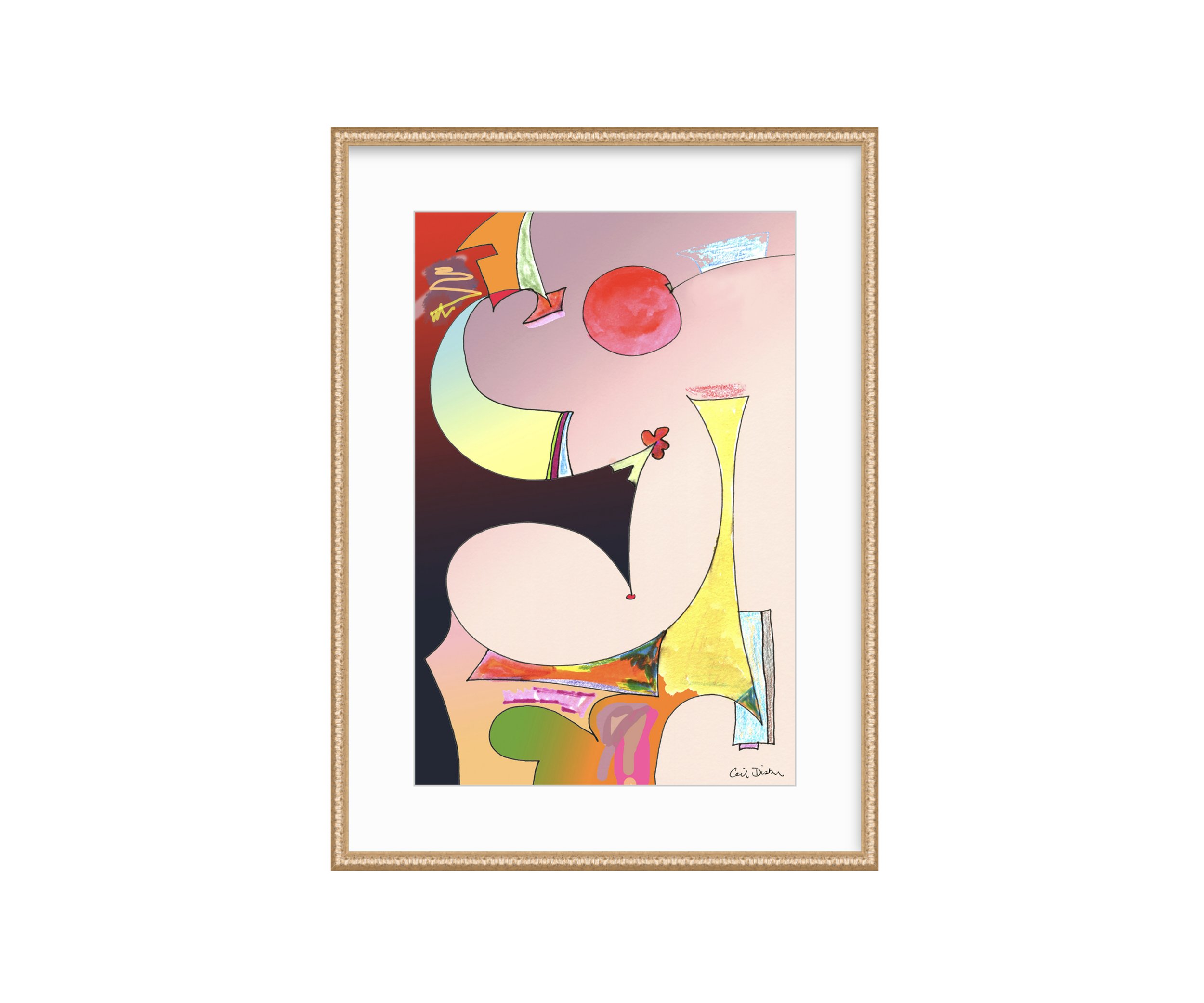 Cherry, gold frame, by Ceil Diskin