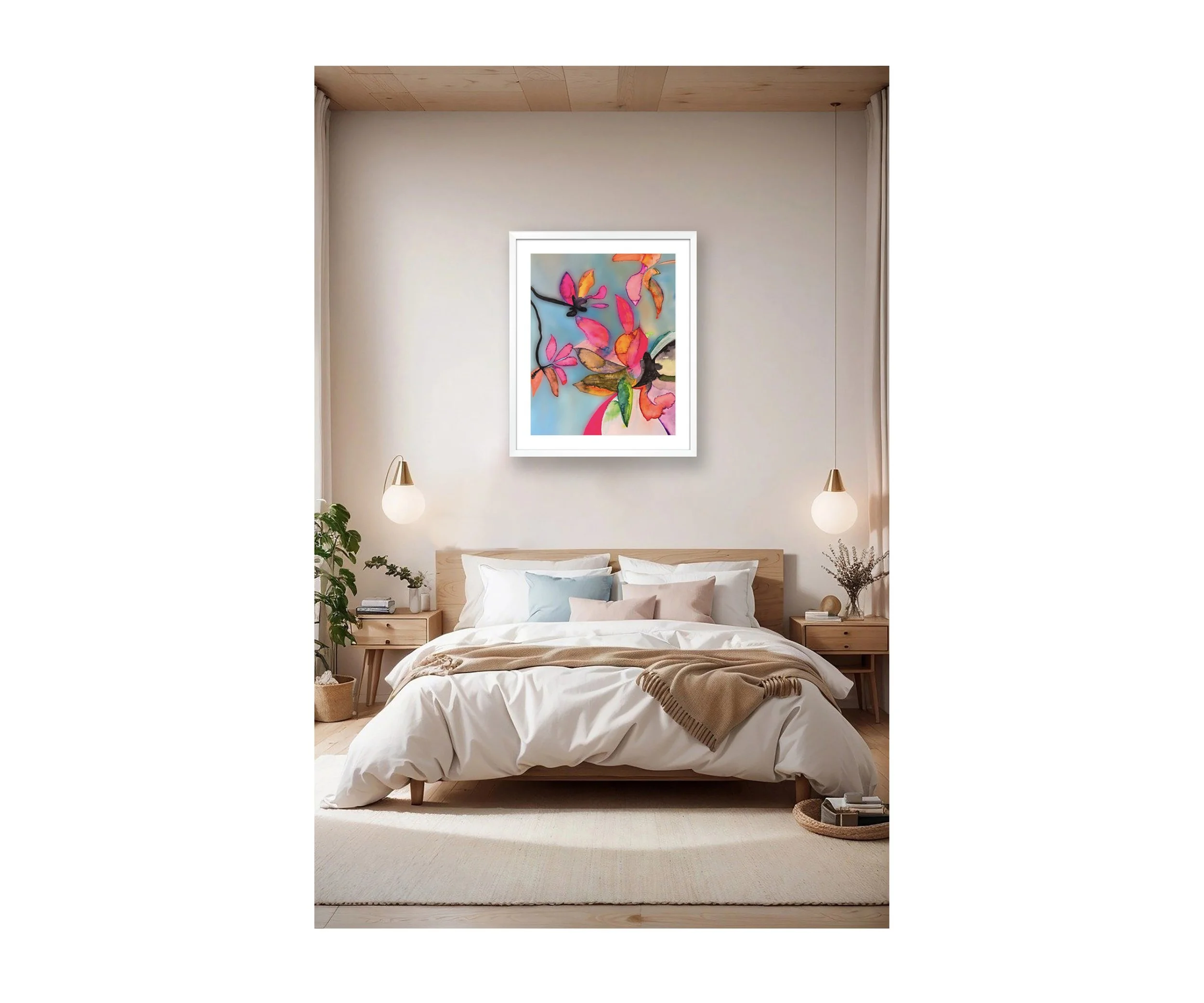 Flowering Tree, in neutral bedroom, by Ceil Diskin