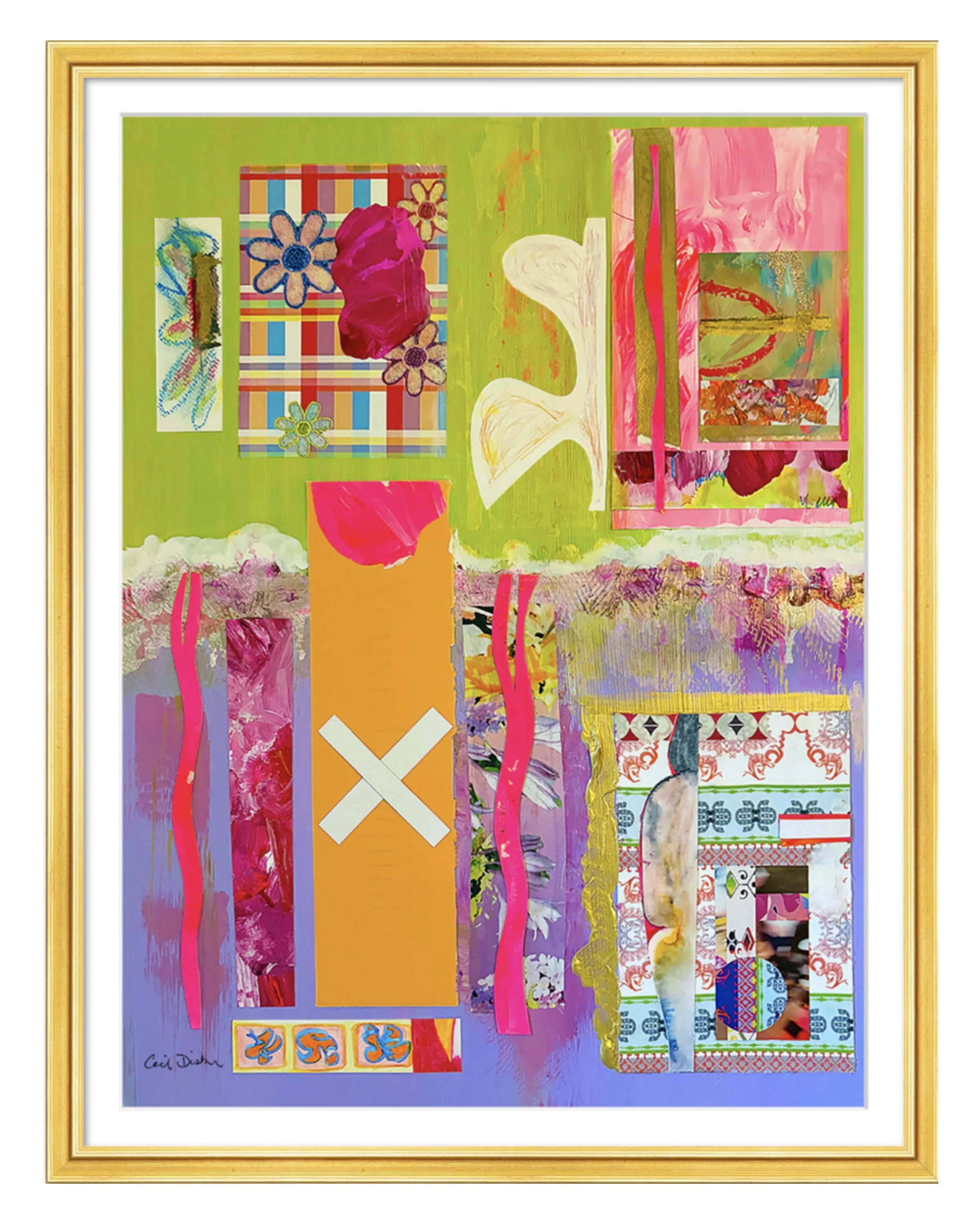 Happy AF. 15x20 collage print, matted & framed. Ceil Diskin-2025.