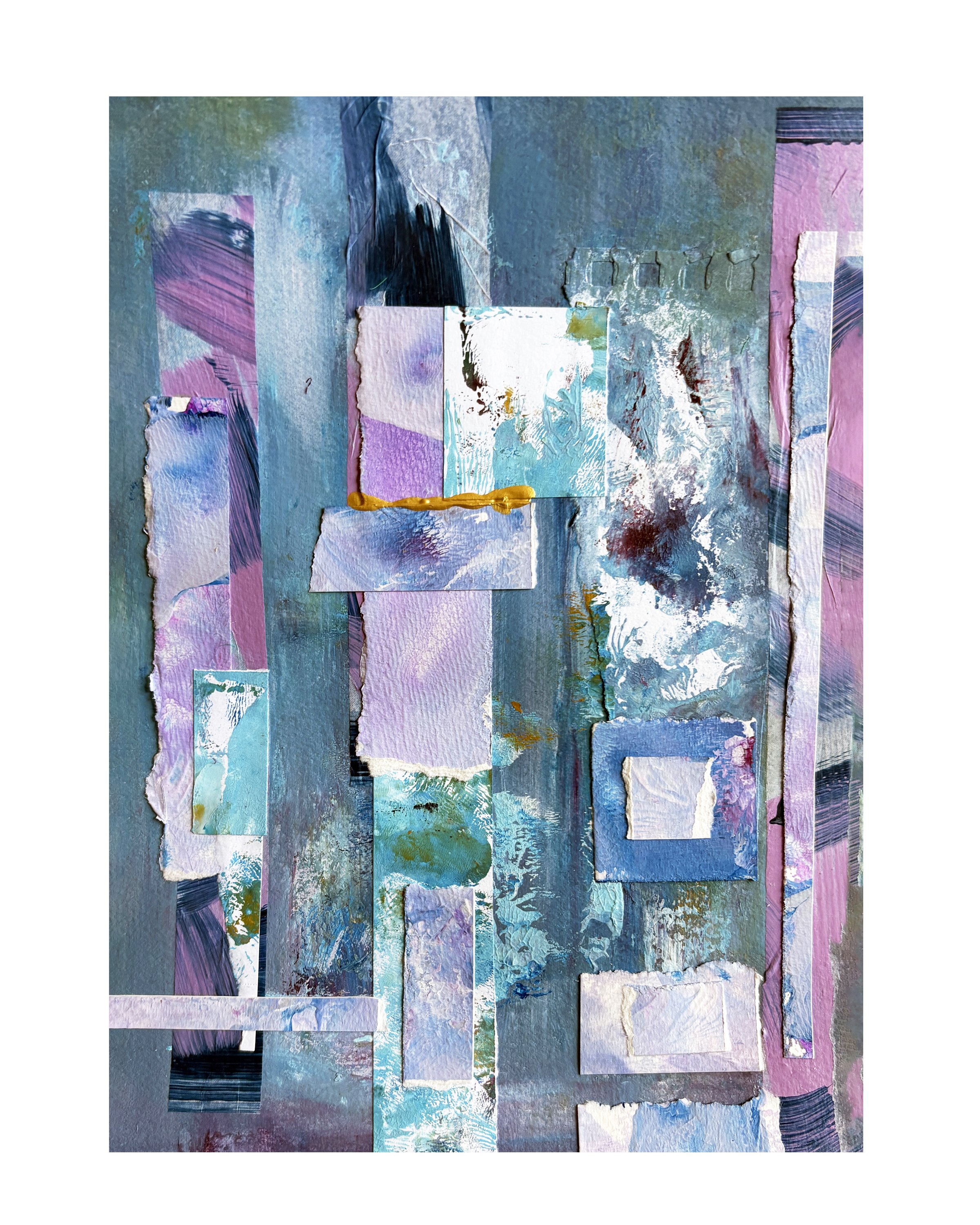 Golden Stretch of a Day. 10x14 collage print. Ceil Diskin-2025.