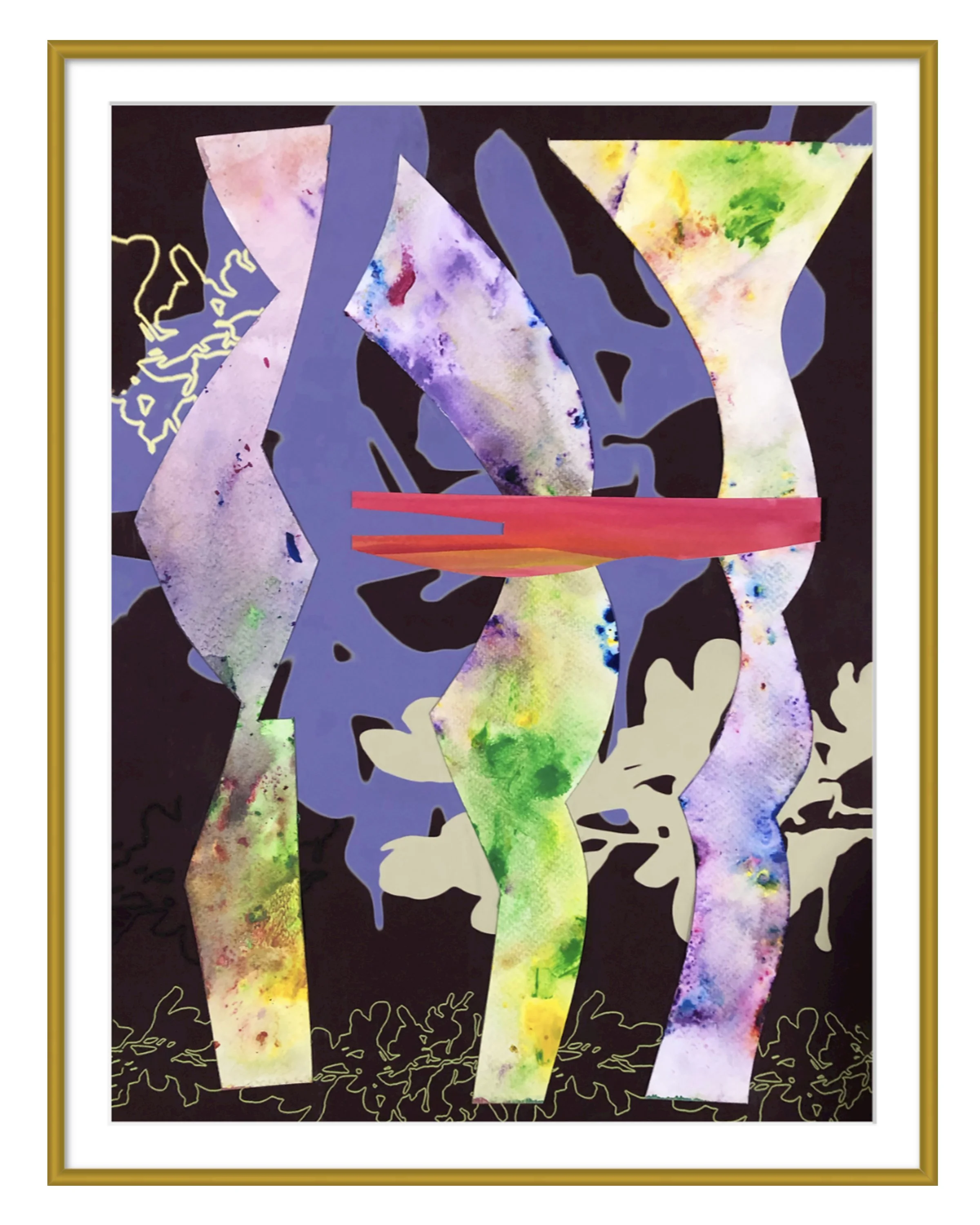 HULA, gold frame-white mat, by Ceil Diskin