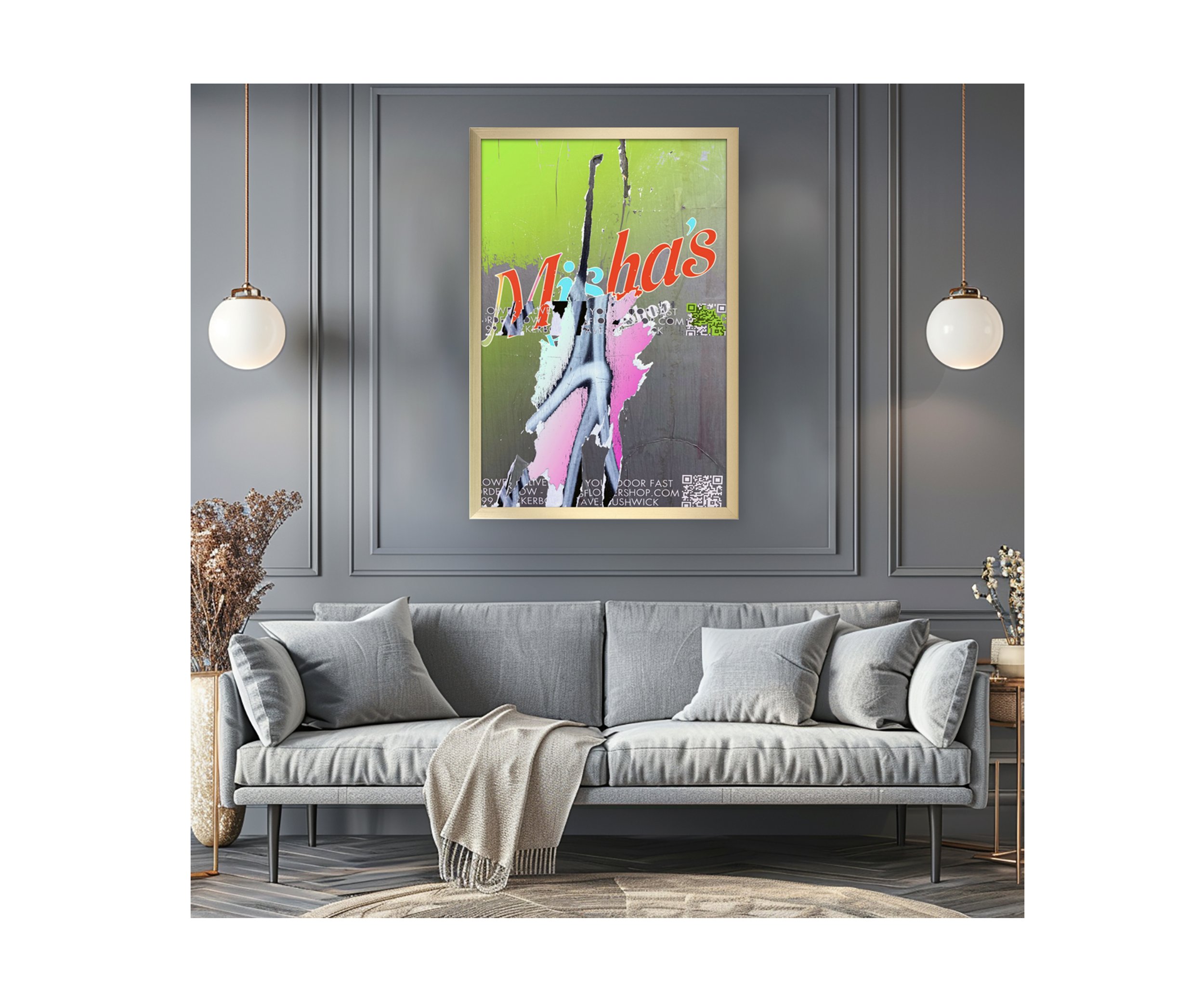 Misha's, gold frame in scene