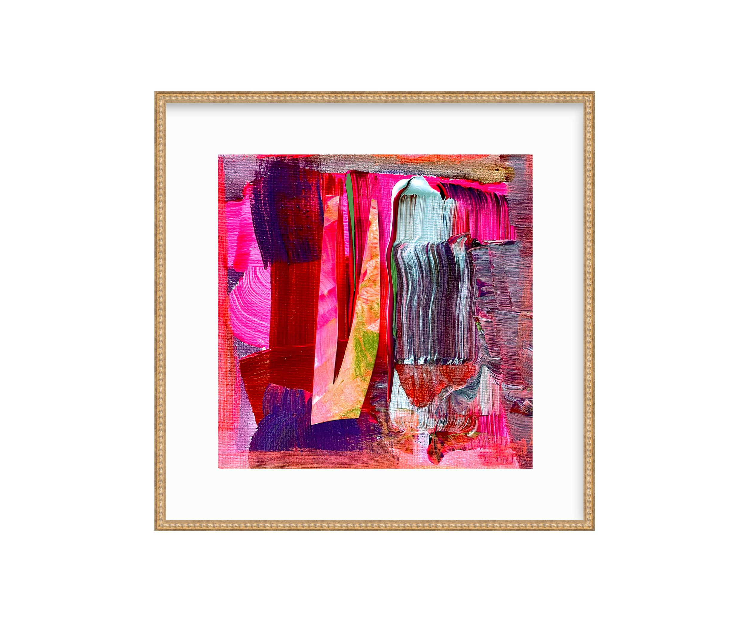 Coome Over, I Feel Love Series, gold tulip frame, by Ceil Diskin