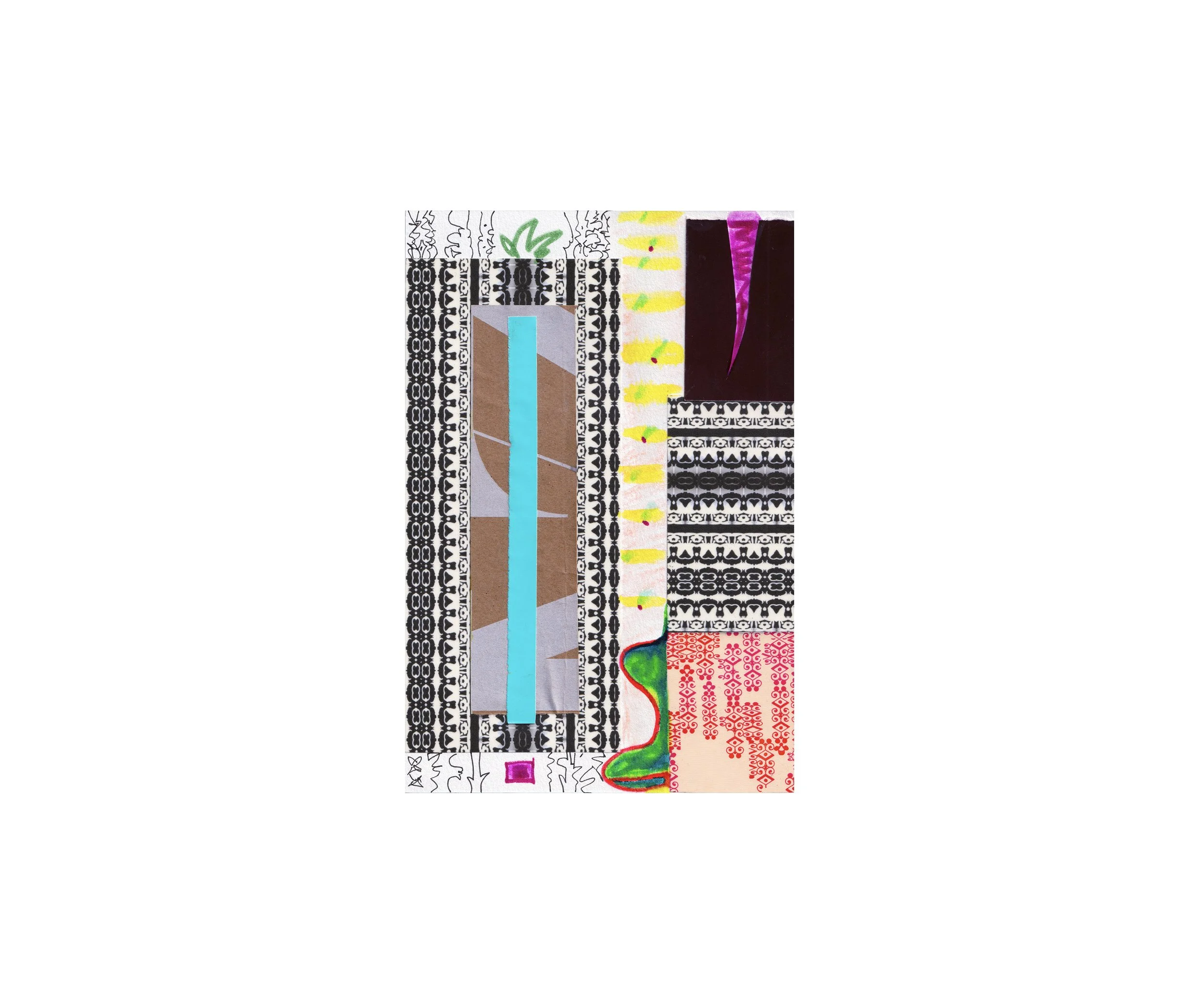 René, mixed media collage, by Ceil Diskin
