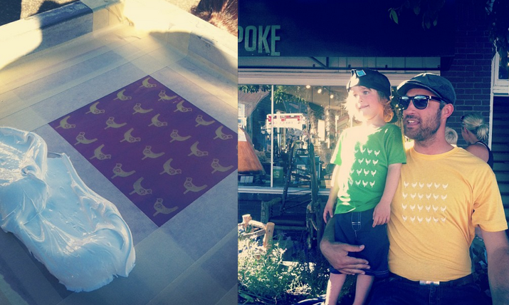 Screenprinted shirts designed by local artists, printed curbside.