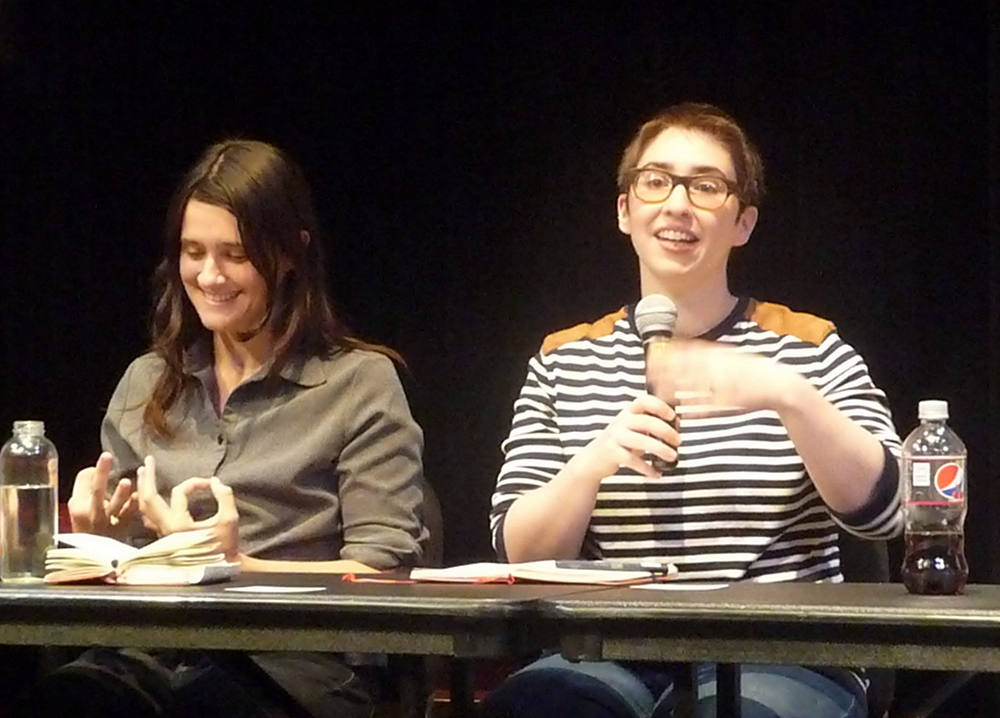 I talk with my hands a lot, and Edie throws signs? Thanks to Allison for taking pictures!